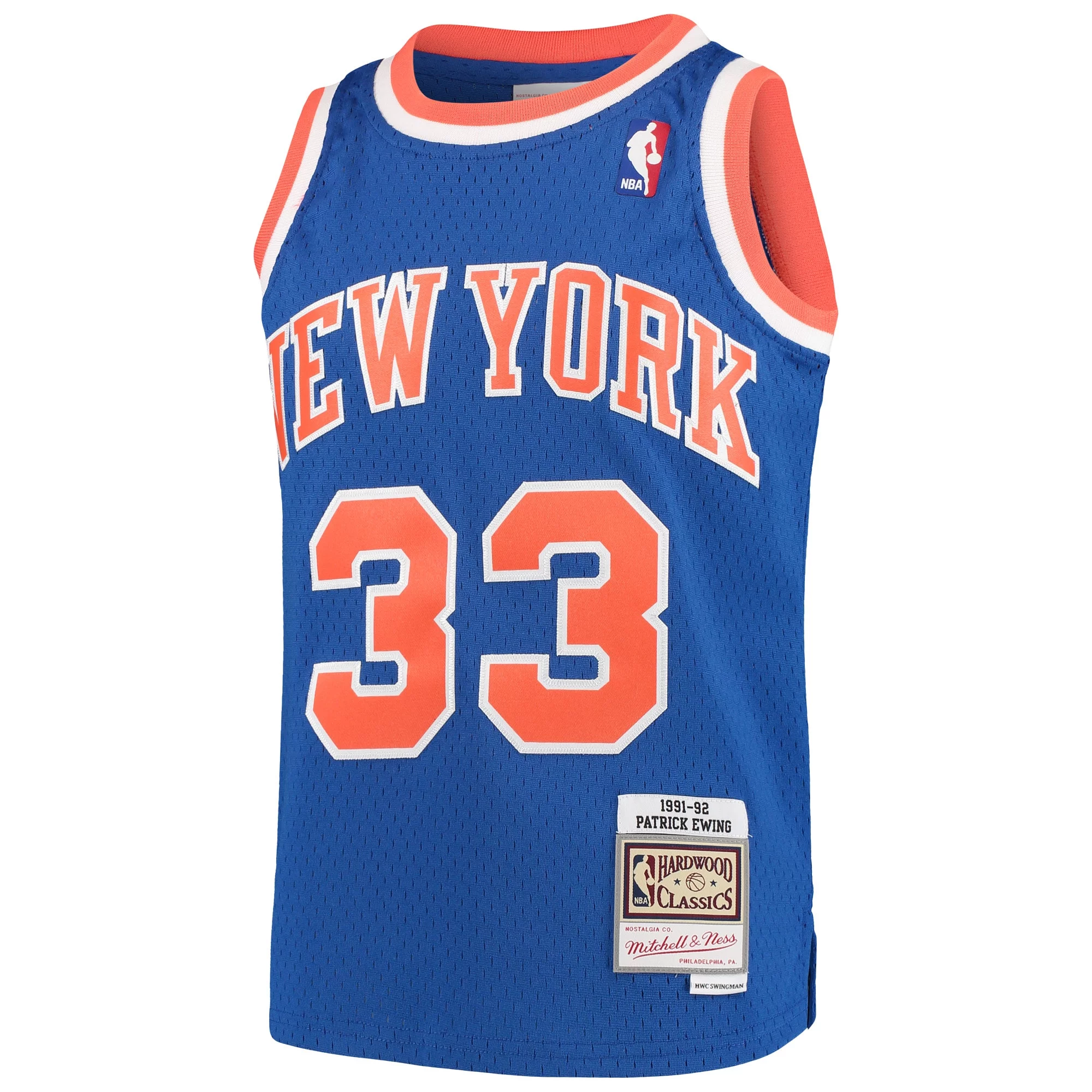 Youth Mitchell & Ness Patrick Ewing Blue New York Knicks Hardwood Classics Swingman Throwback Jersey