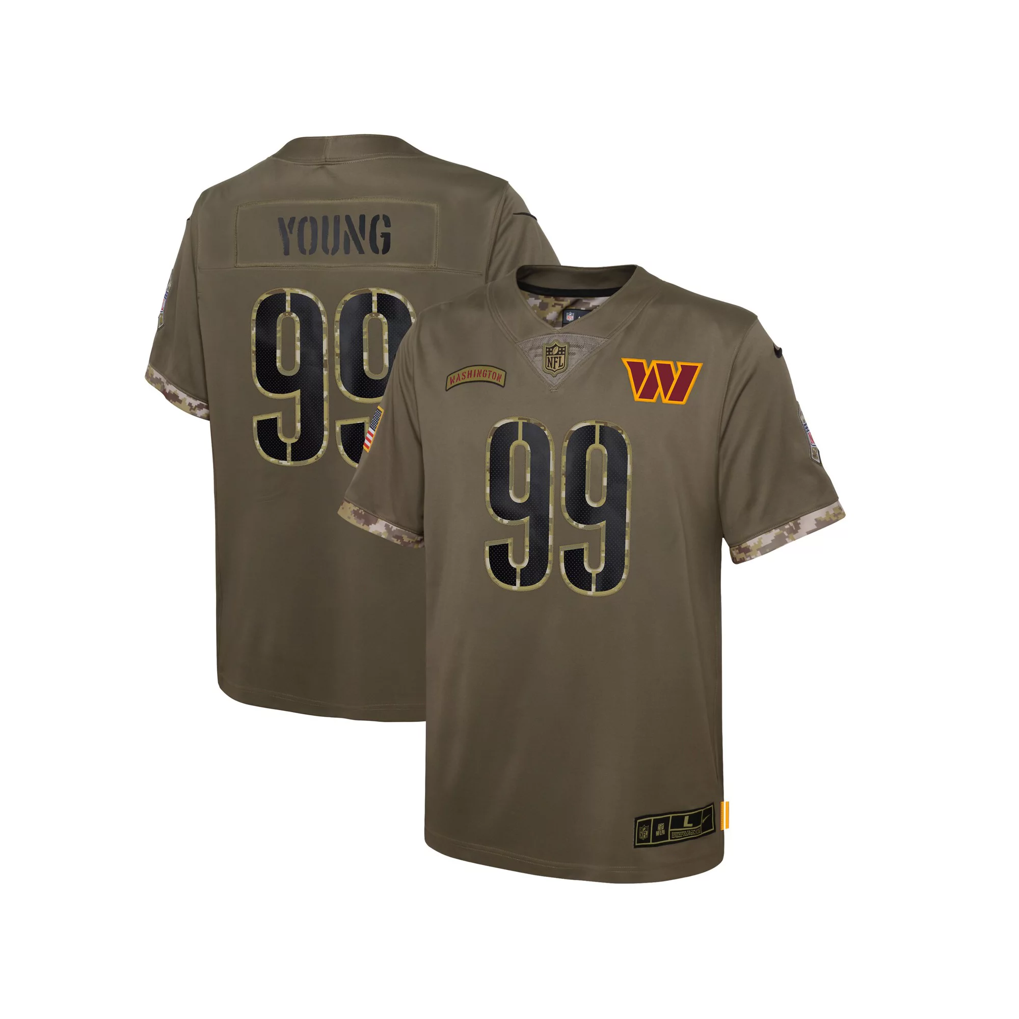 Youth Nike Chase Young Olive Washington Commanders 2022 Salute To Service Player Limited Jersey
