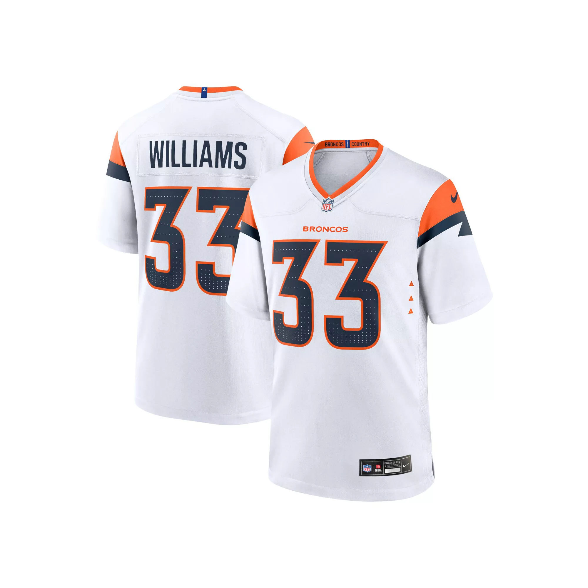 Men's Nike Javonte Williams White Denver Broncos Game Jersey