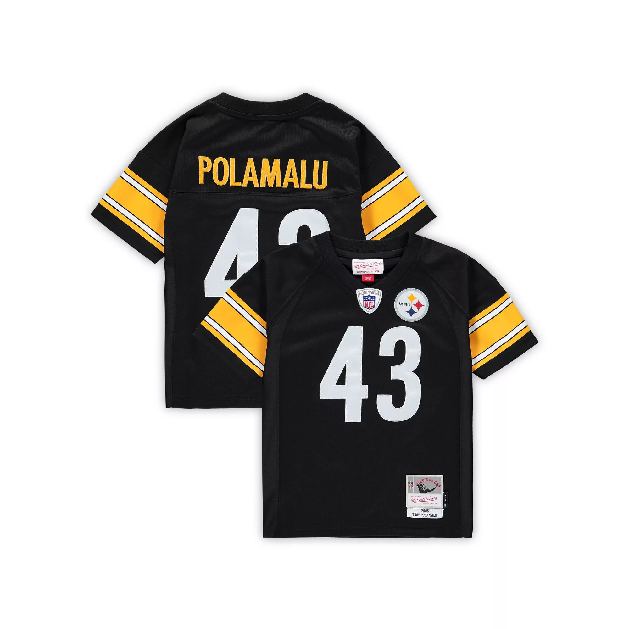 Toddler Mitchell & Ness Troy Polamalu Black Pittsburgh Steelers 2005 Retired Legacy Jersey