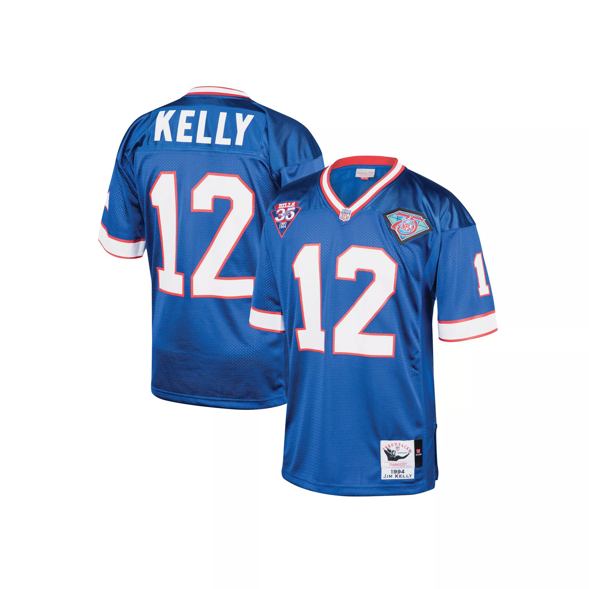 Men's Mitchell & Ness Jim Kelly Royal Buffalo Bills 1994 Authentic Throwback Retired Player Jersey