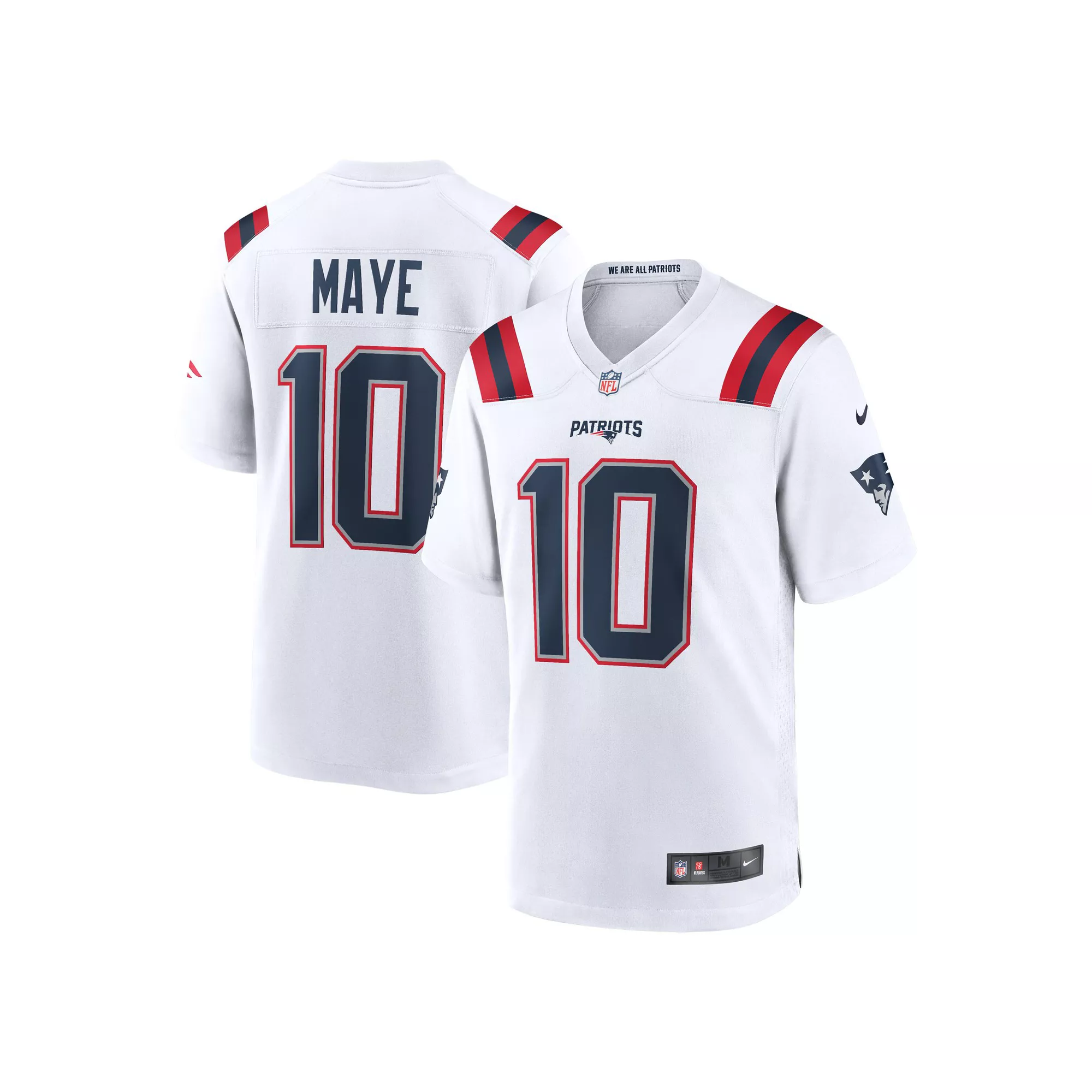 Men's Nike Drake Maye White New England Patriots 2024 NFL Draft First Round Pick Player Game Jersey