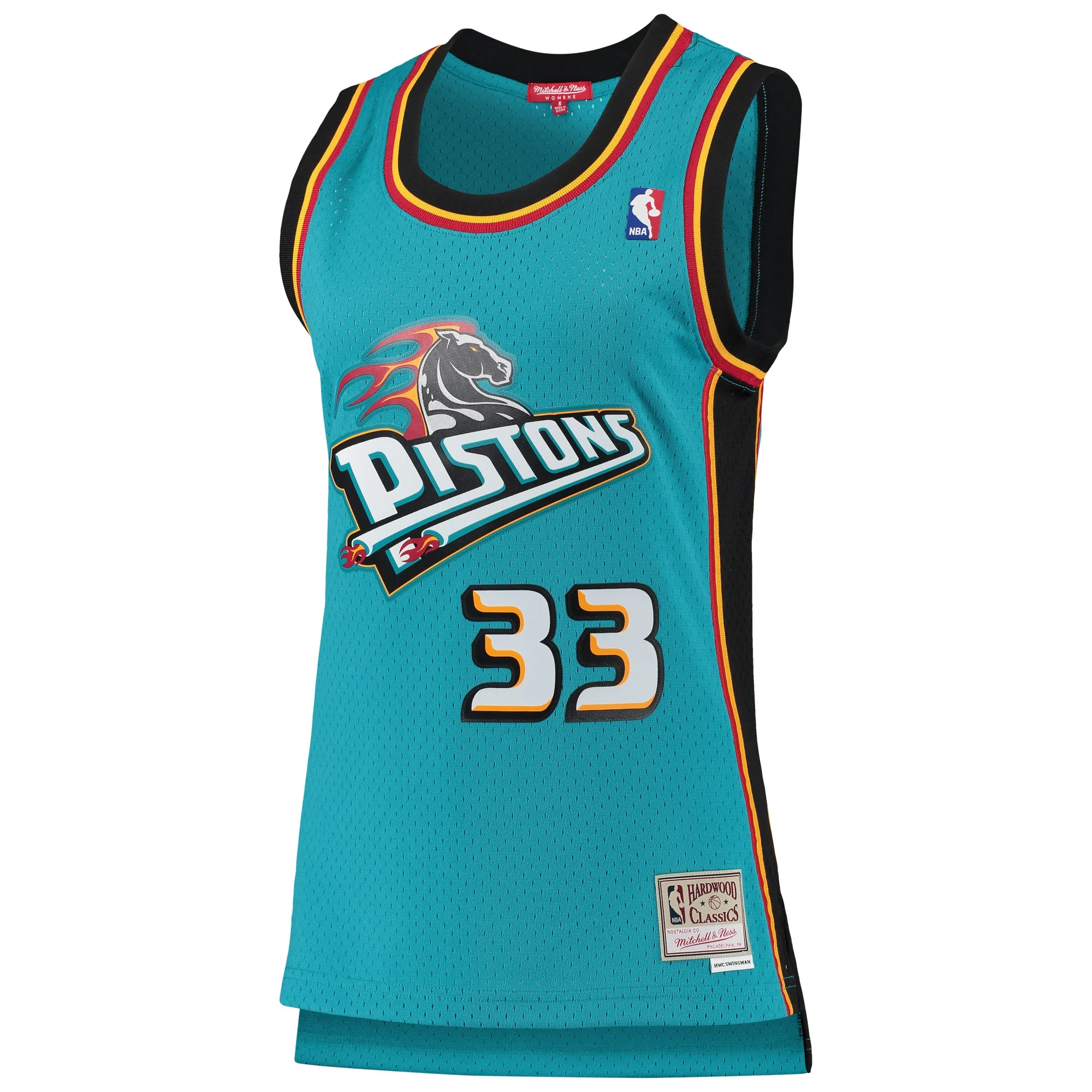 Women's Mitchell & Ness Grant Hill Teal Detroit Pistons 1998/99 Hardwood Classics Swingman Jersey