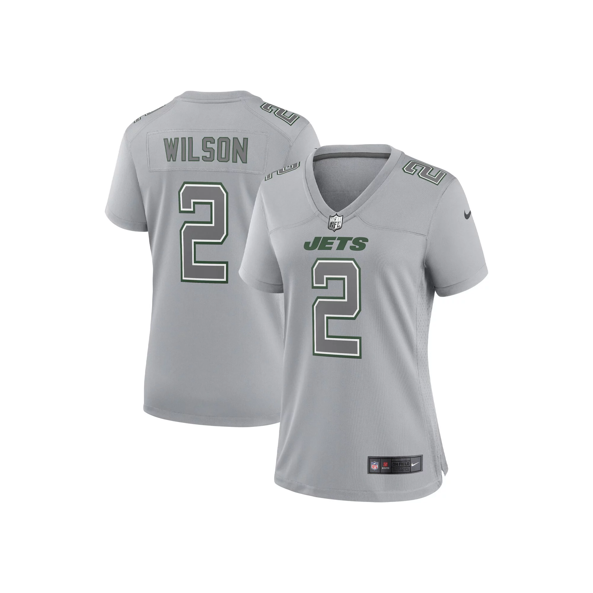 Women's Nike Zach Wilson Gray New York Jets Atmosphere Fashion Game Jersey