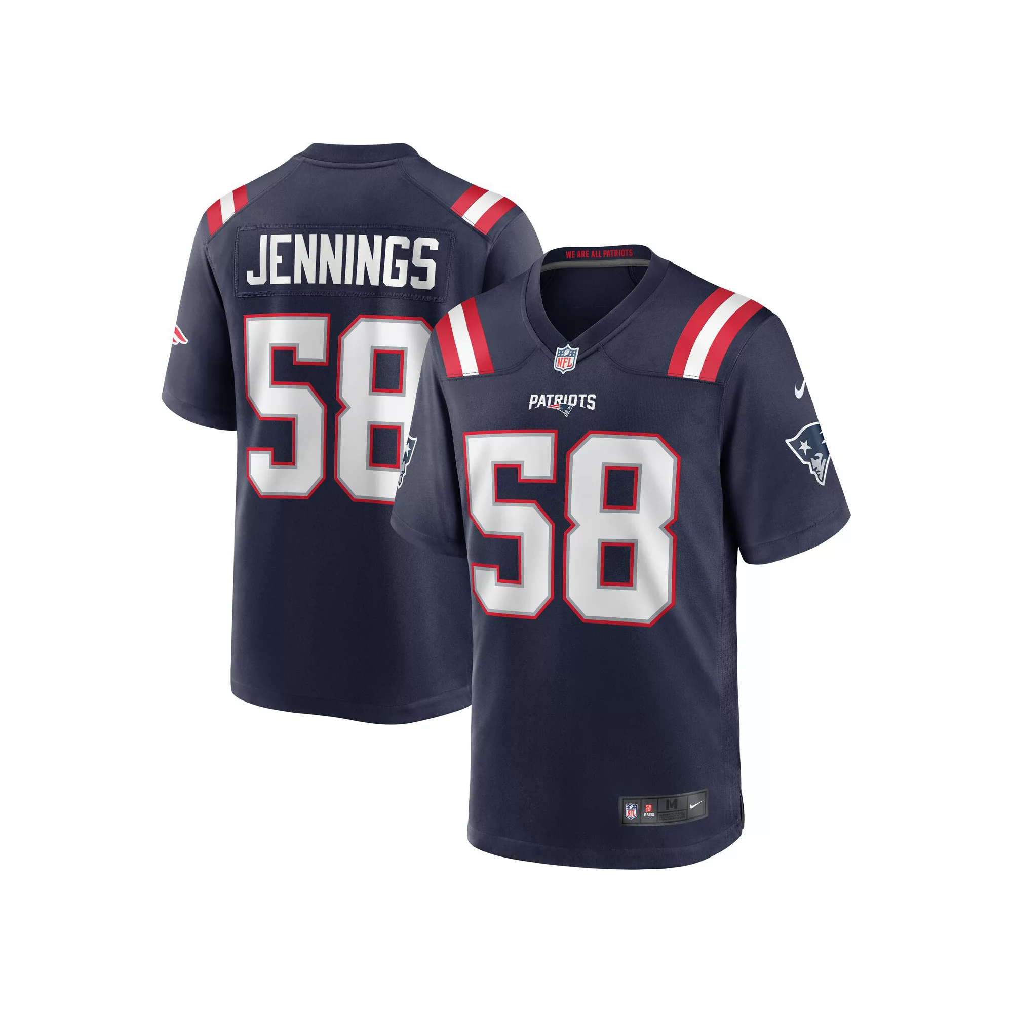 Men's Nike Anfernee Jennings Navy New England Patriots Team Game Jersey