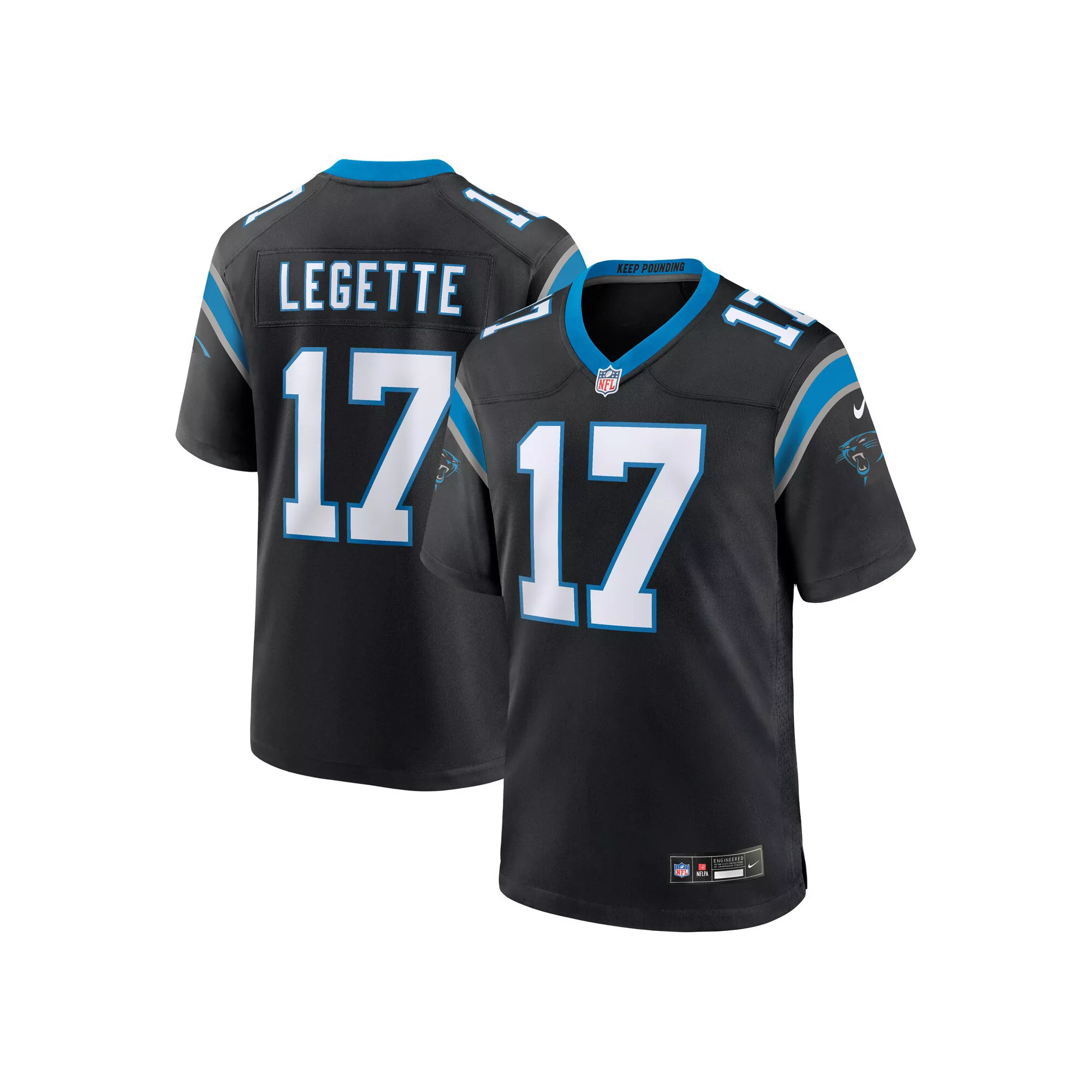 Men's Nike Xavier Legette Black Carolina Panthers 2024 NFL First Round Pick Game Player Jersey