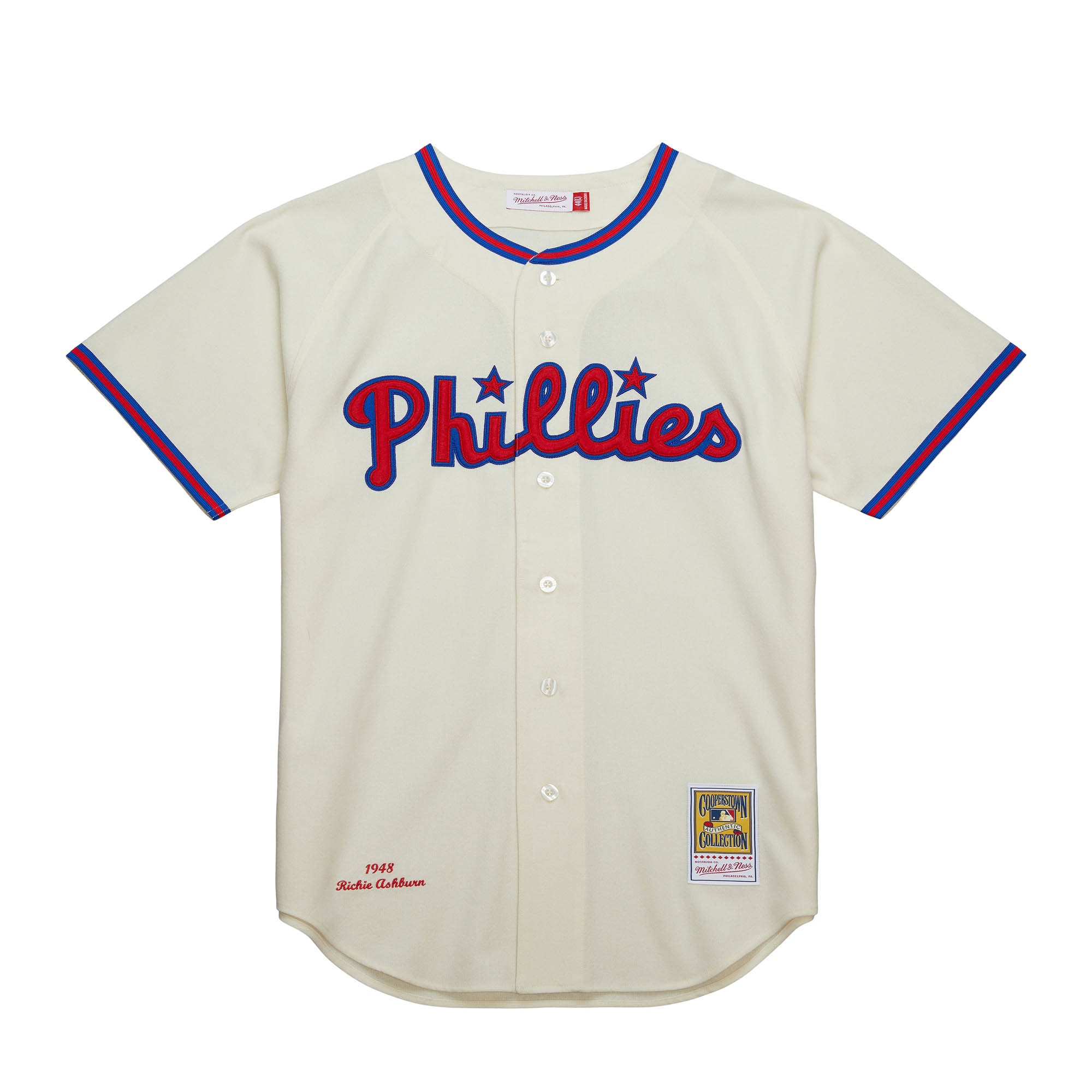 Richie Ashburn Philadelphia Phillies Mitchell & Ness Cooperstown Collection 1948 Authentic Jersey - Cream