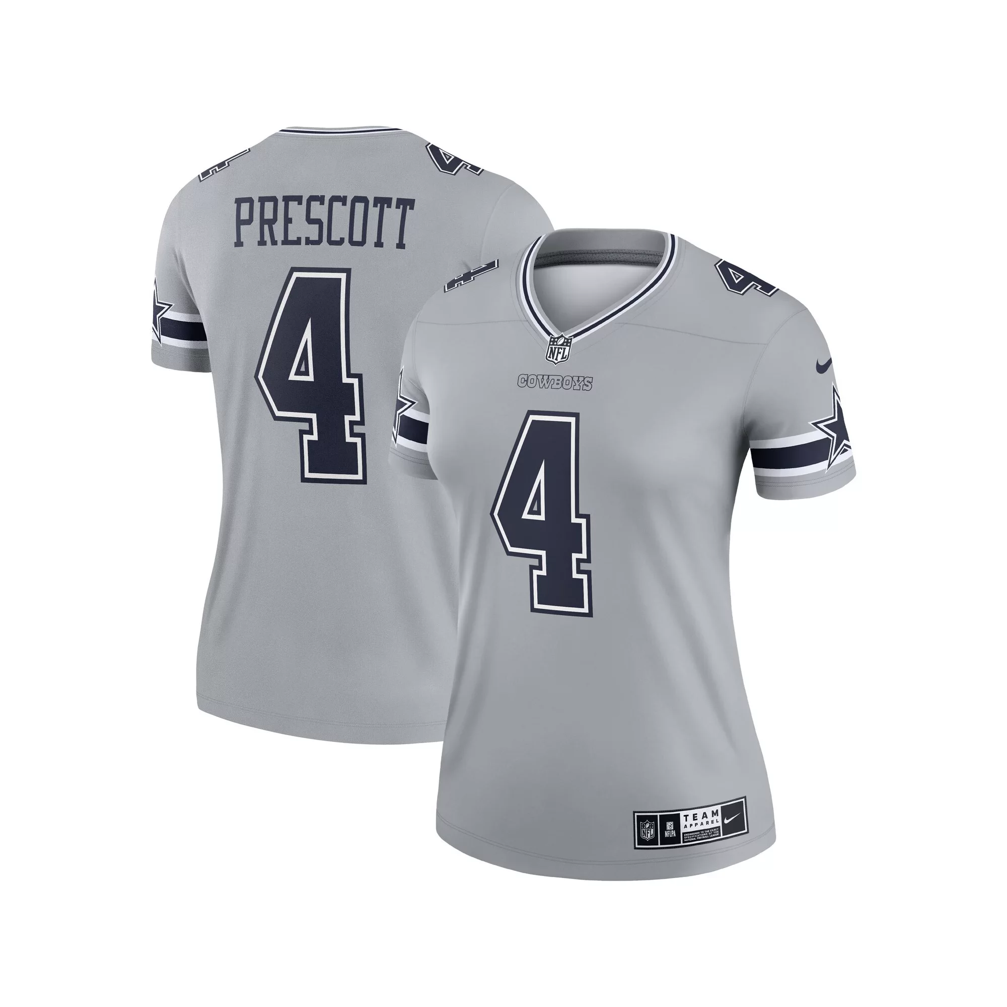 Women's Nike Dak Prescott Gray Dallas Cowboys Inverted Legend Jersey