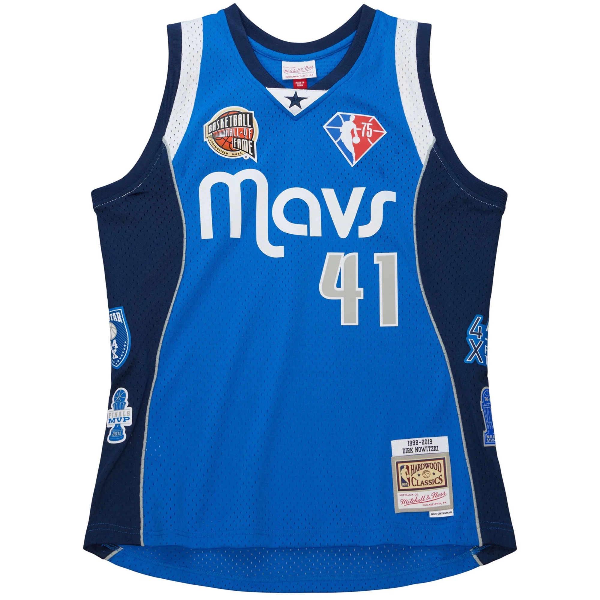 Unisex Mitchell & Ness Dirk Nowitzki Blue Dallas Mavericks Hall of Fame Class of 2023 Throwback Swingman Jersey
