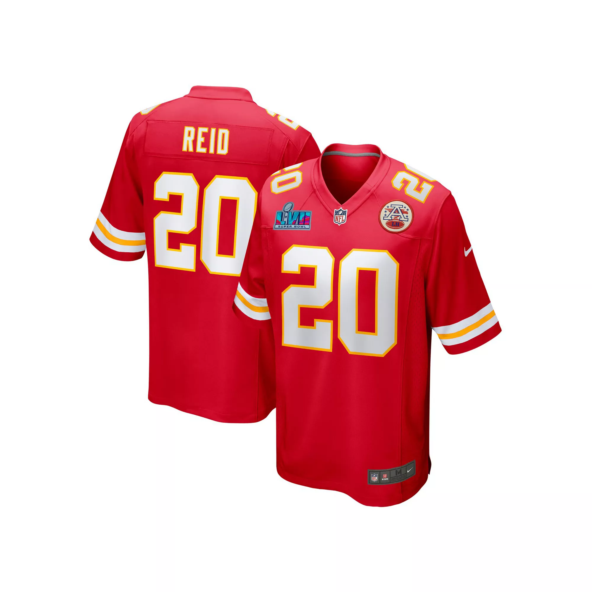 Men's Nike Justin Reid Red Kansas City Chiefs Super Bowl LVII Patch Game Jersey