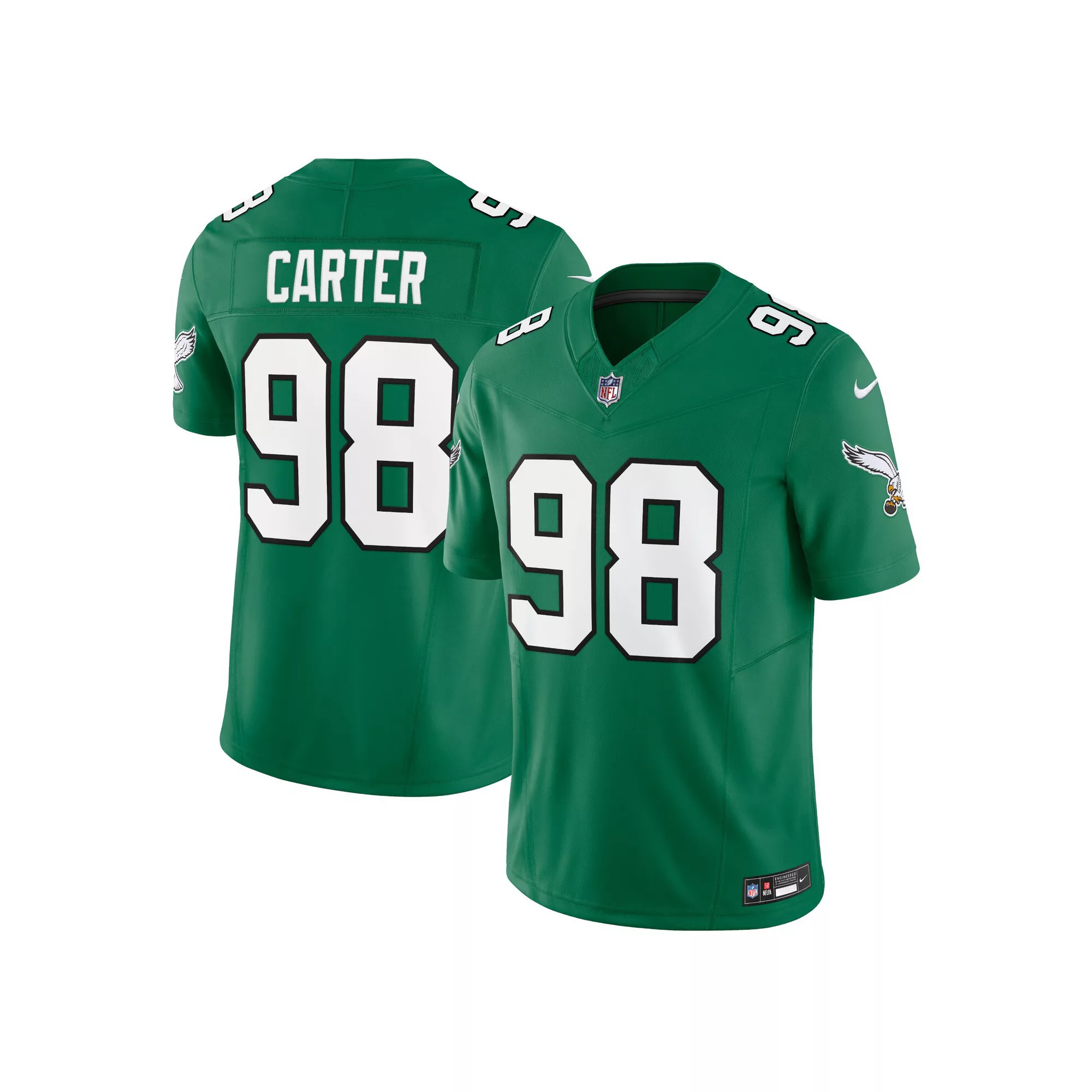 Men's Nike Jalen Carter Kelly Green Philadelphia Eagles Alternate Vapor F.U.S.E. Limited Jersey