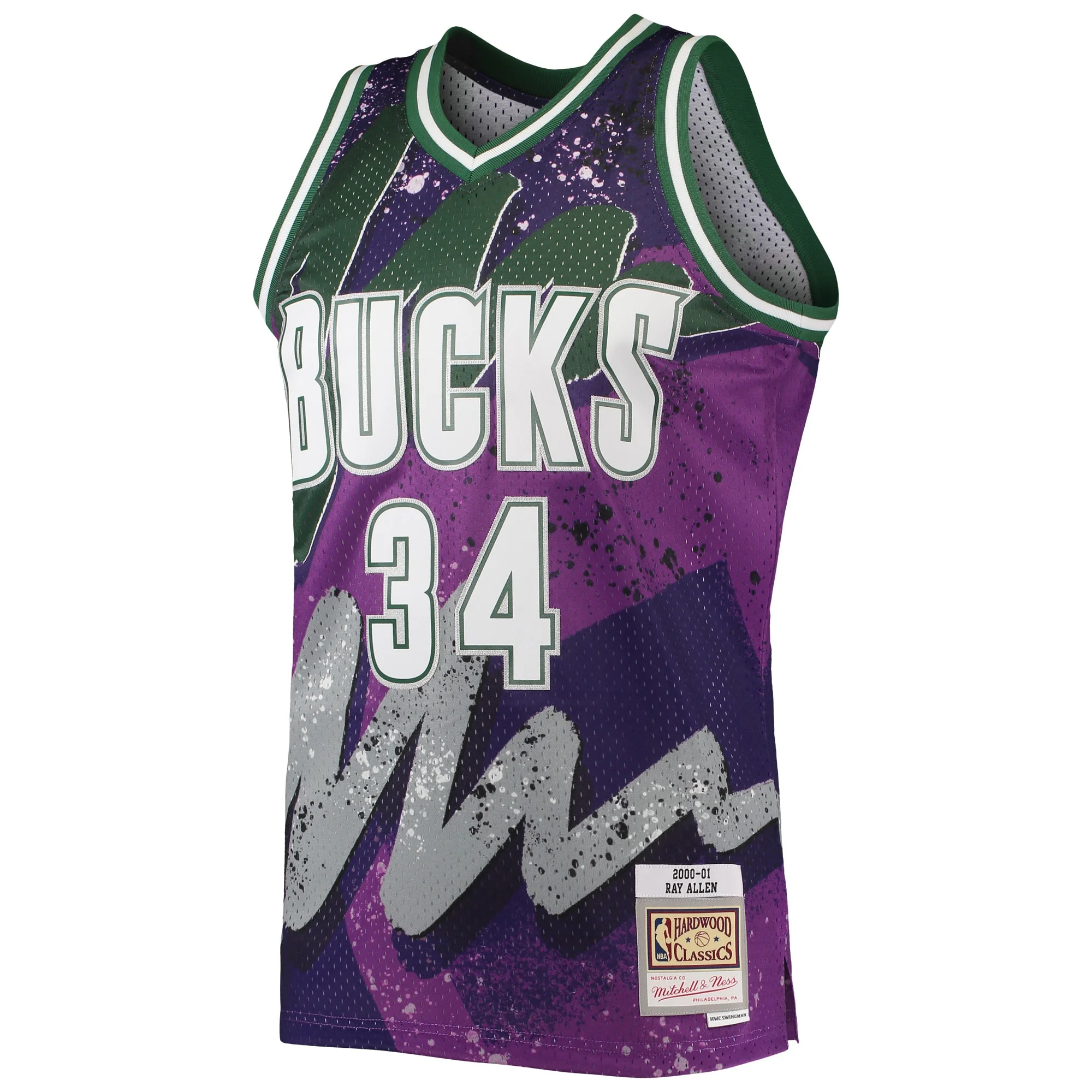 Men's Mitchell & Ness Ray Allen Purple Milwaukee Bucks Hardwood Classics 2000/01 Hyper Hoops Swingman Jersey
