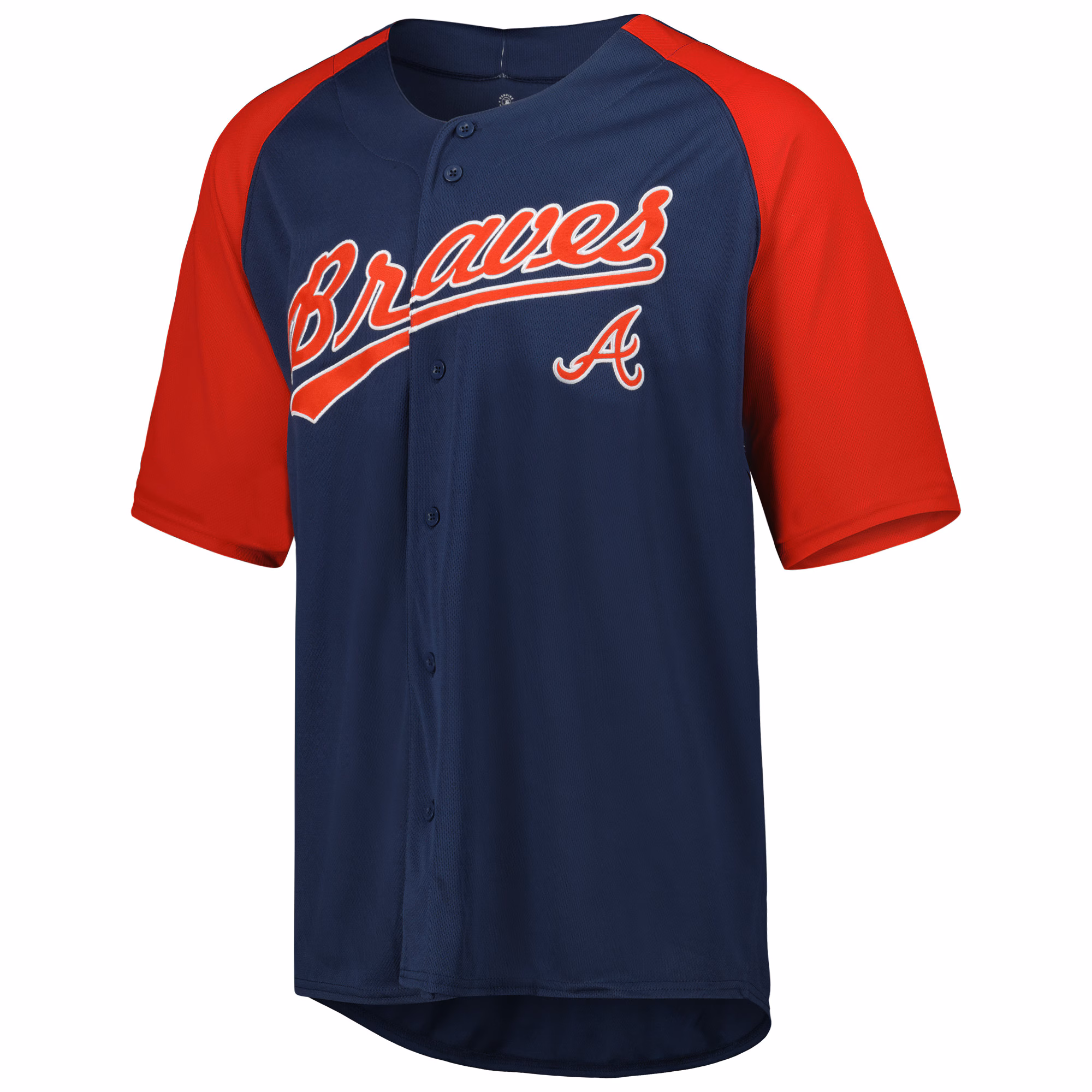 Atlanta Braves Stitches Button-Down Raglan Fashion Jersey - Navy