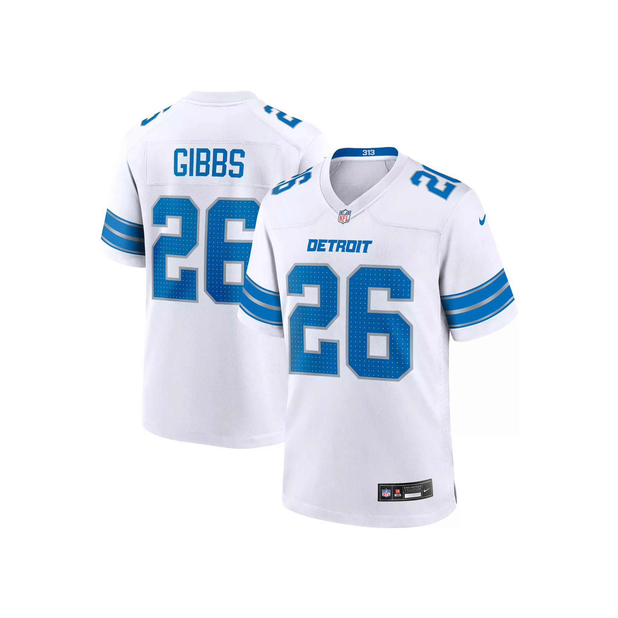 Men's Nike Jahmyr Gibbs White Detroit Lions Game Jersey