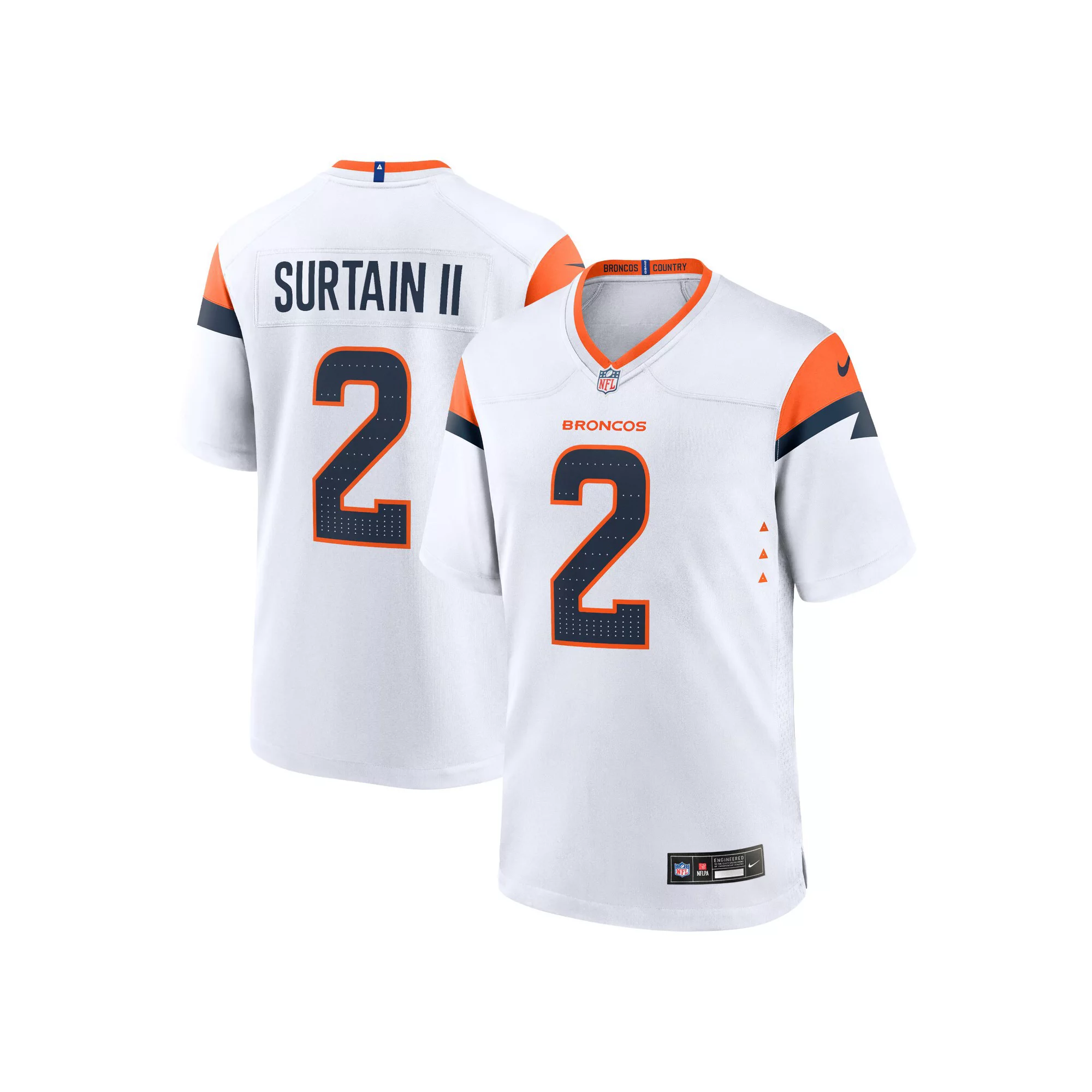 Men's Nike Patrick Surtain II White Denver Broncos Game Jersey