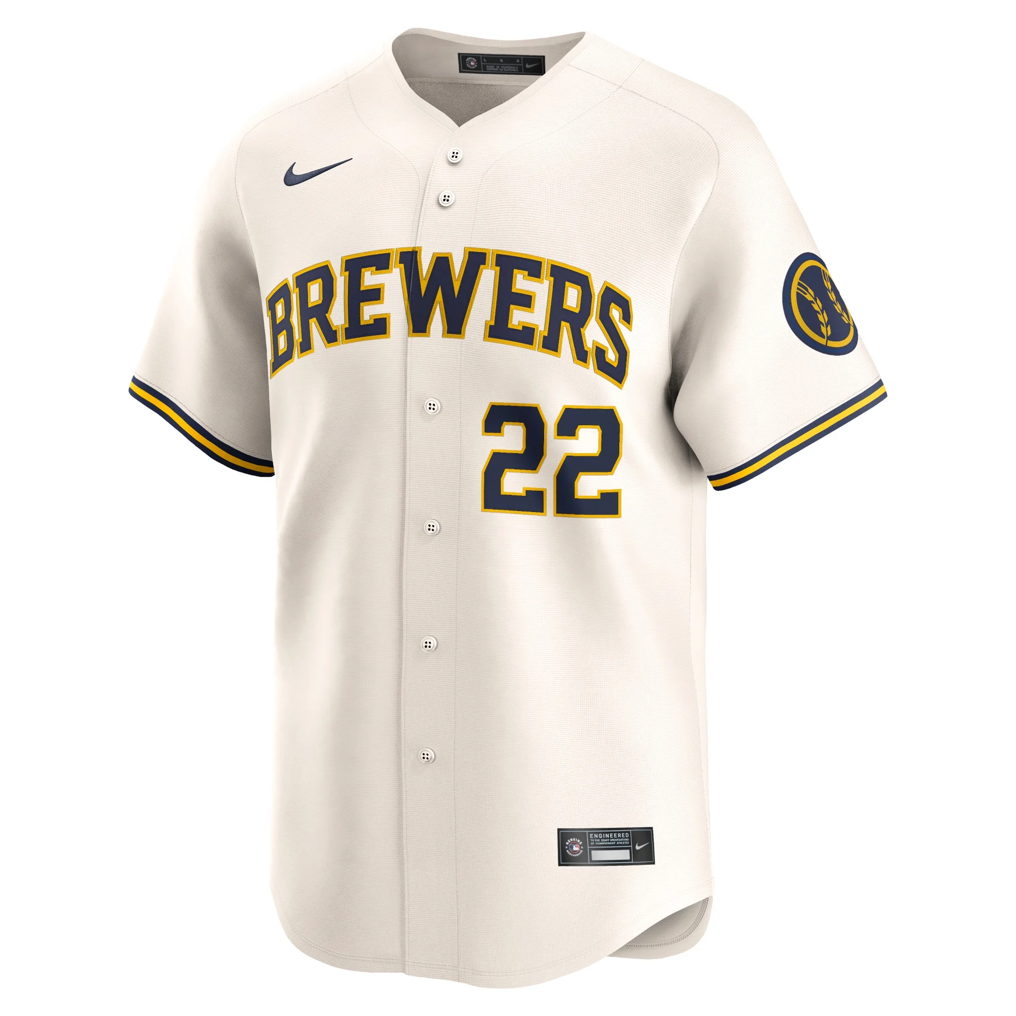 Men's Nike Christian Yelich Cream Milwaukee Brewers Home Limited Player Jersey