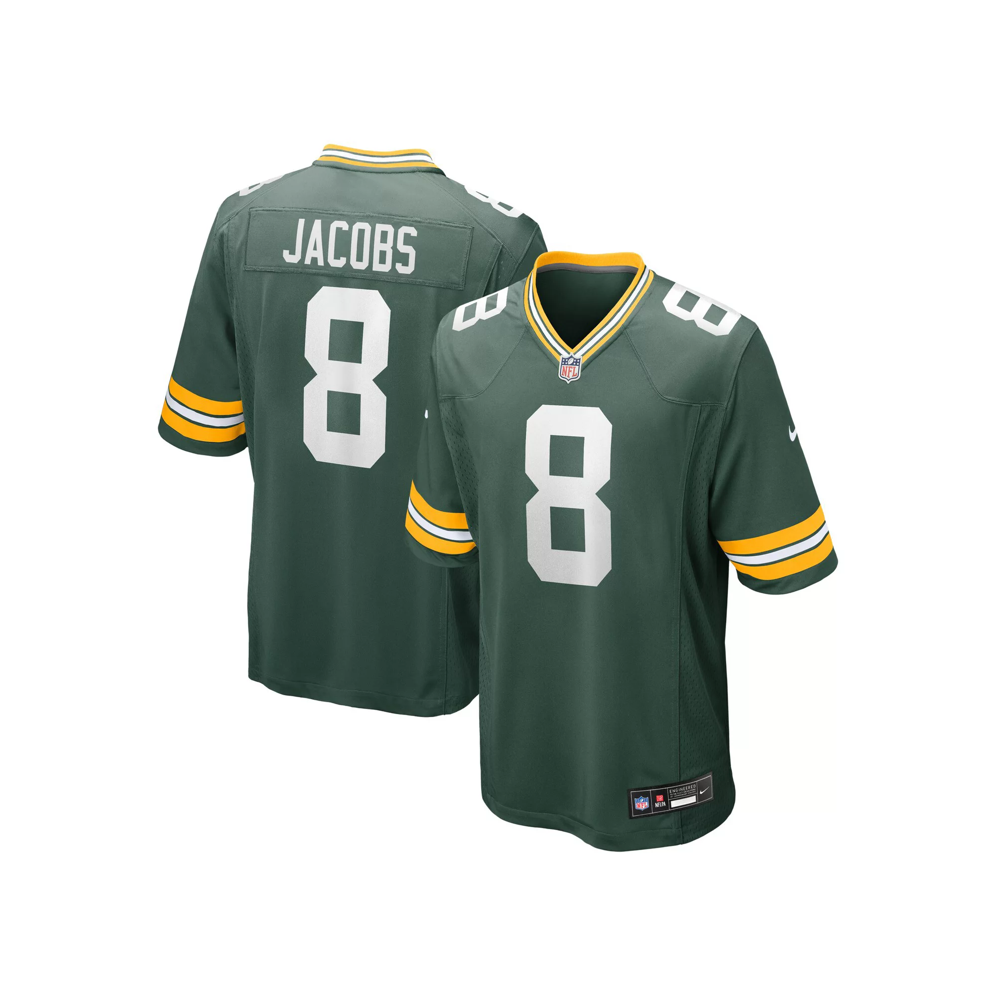 Men's Nike Josh Jacobs  Green Green Bay Packers Team Game Jersey