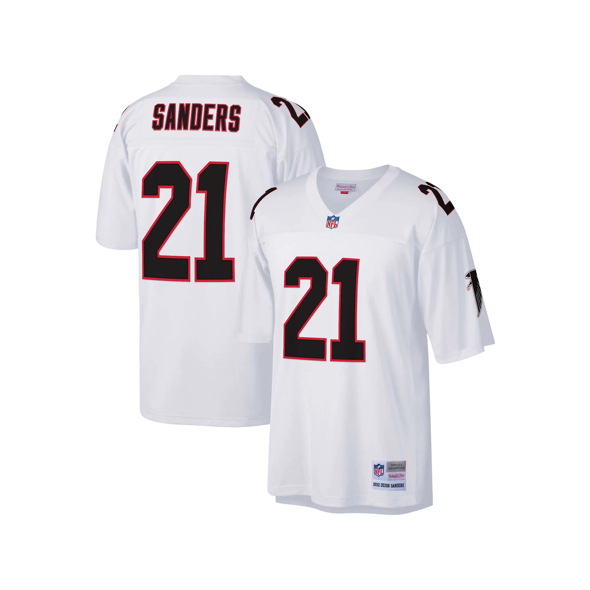 Men's Mitchell & Ness Deion Sanders White Atlanta Falcons Big & Tall 1992 Retired Player Replica Jersey