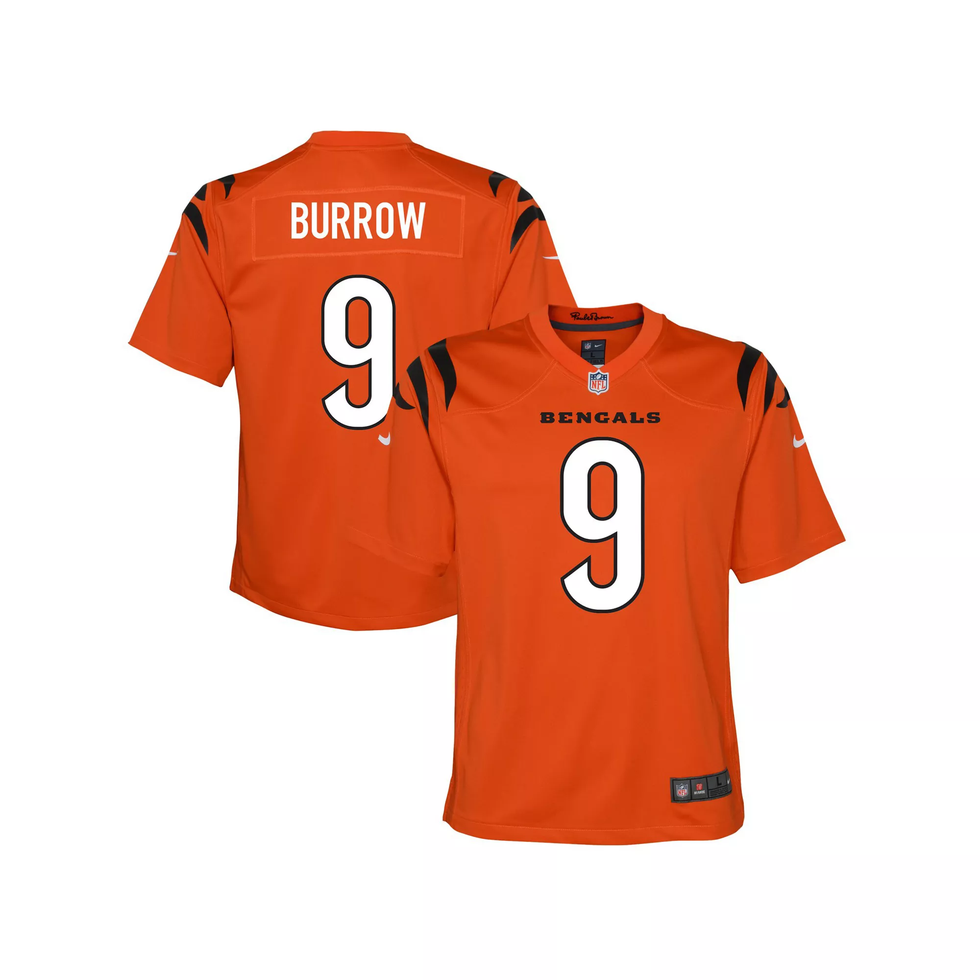 Youth Nike Joe Burrow Orange Cincinnati Bengals Game Jersey