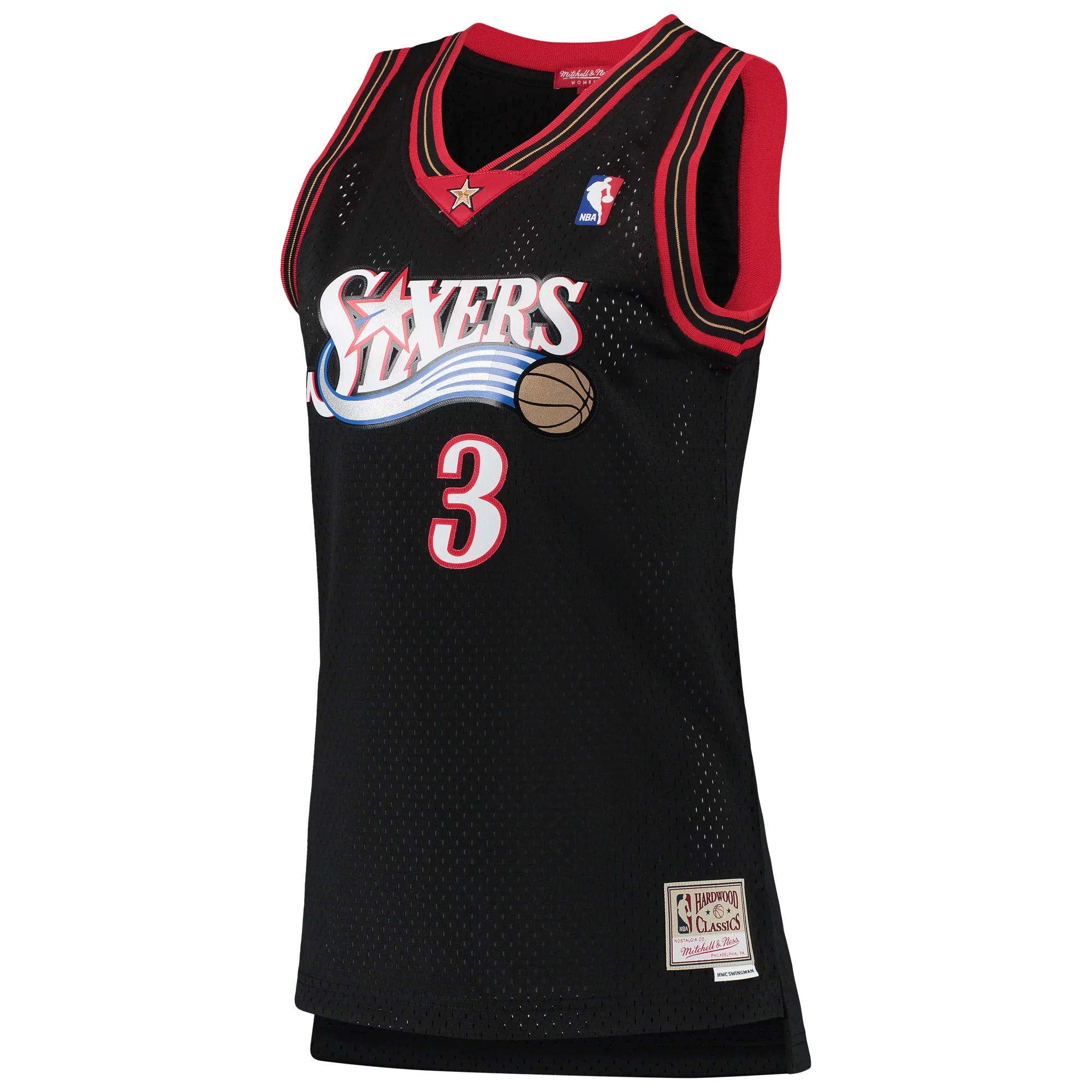 Women's Mitchell & Ness Allen Iverson Black Philadelphia 76ers 2000/01 Hardwood Classics Swingman Jersey
