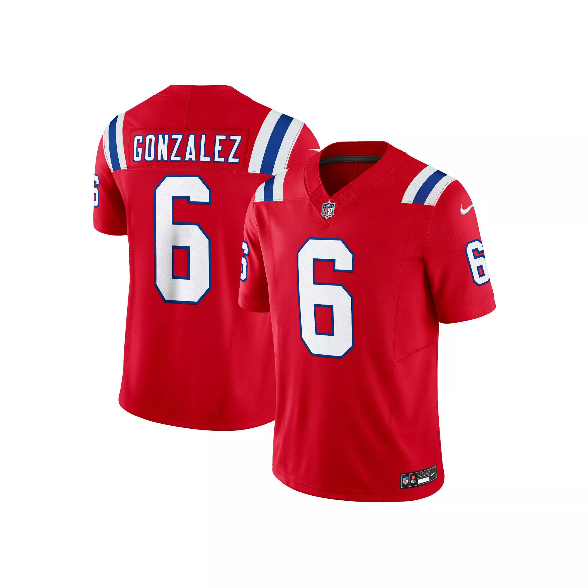 Men's Nike Christian Gonzalez Red New England Patriots  Vapor F.U.S.E. Limited Jersey
