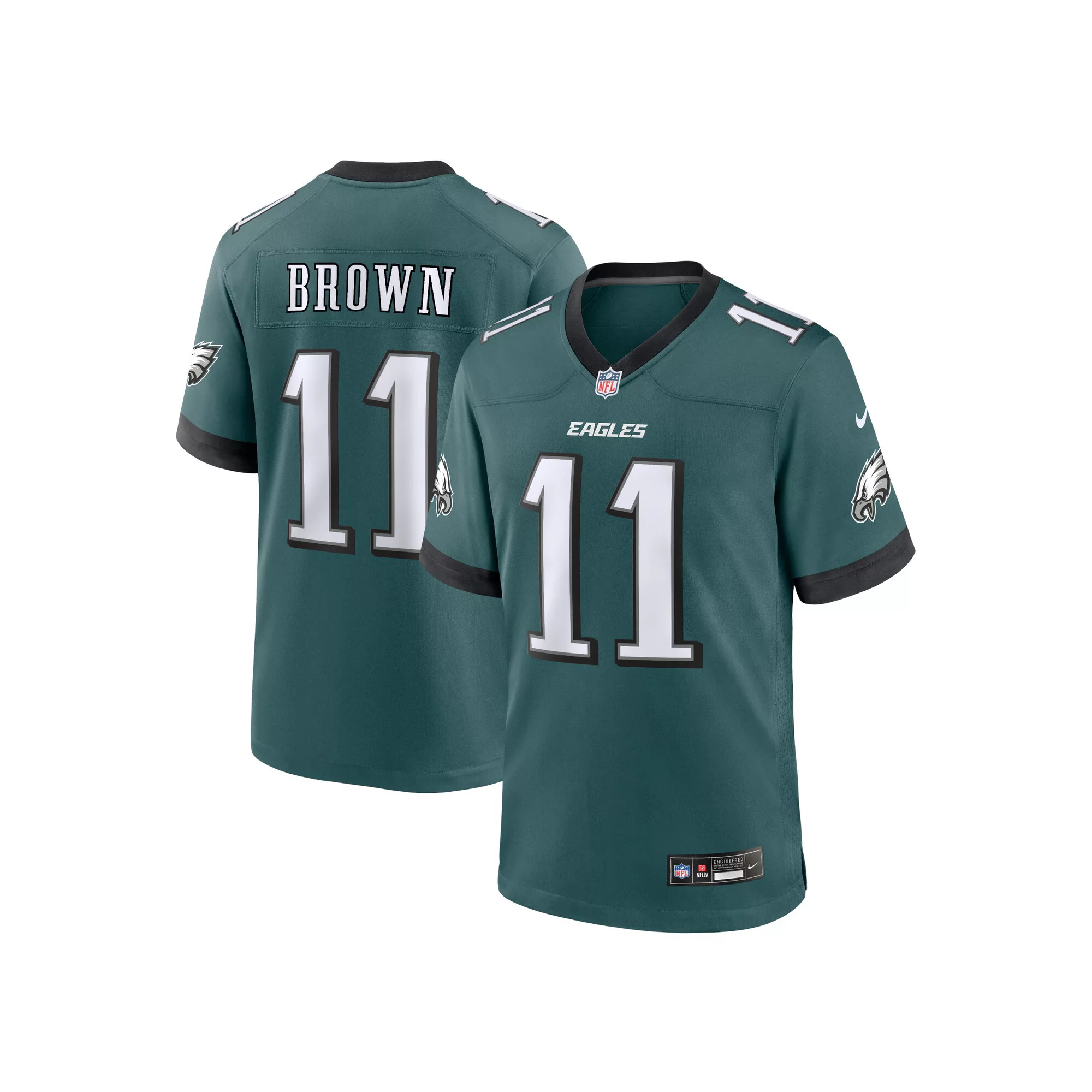 Men's Nike A.J. Brown Midnight Green Philadelphia Eagles Team Game Jersey