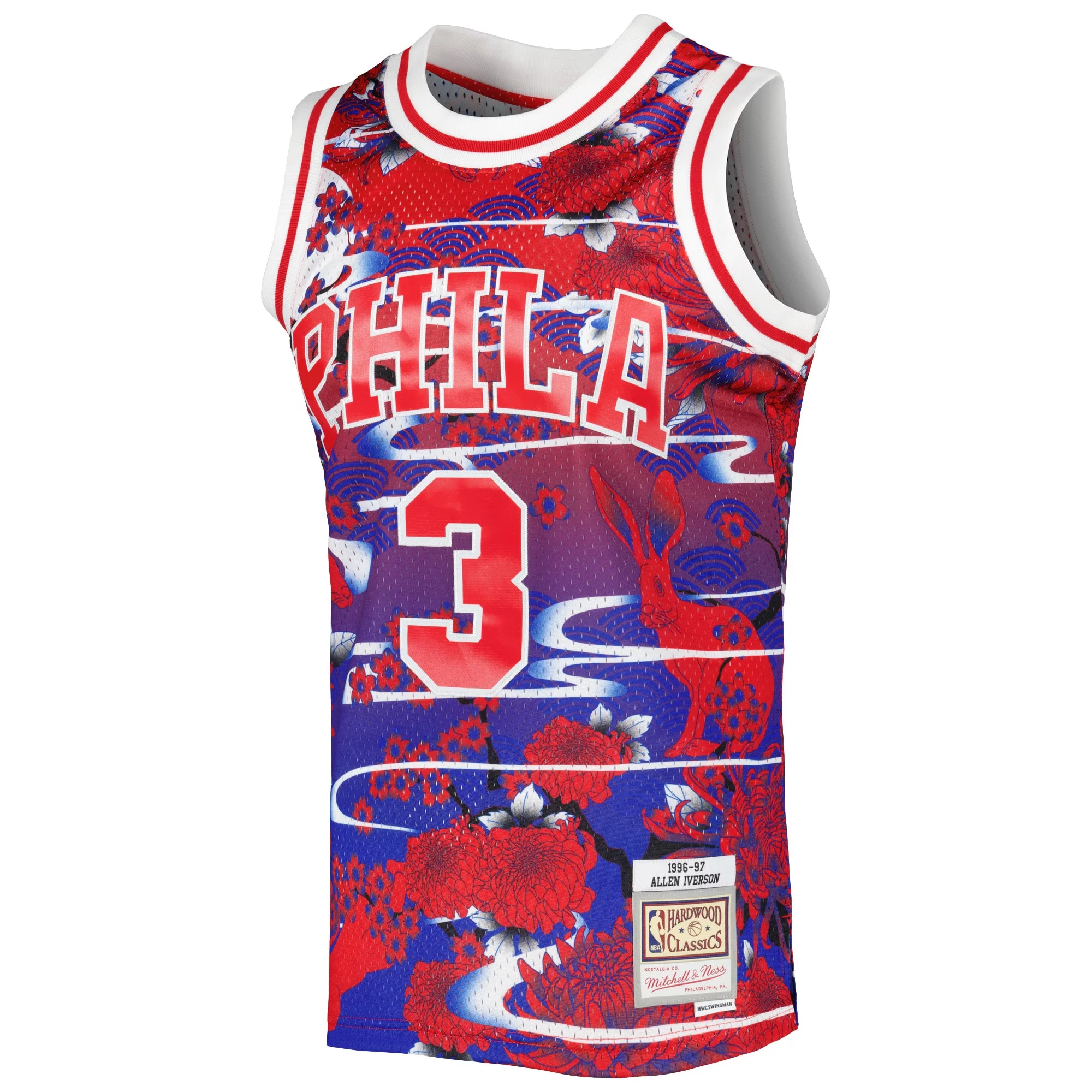 Men's Mitchell & Ness Allen Iverson Red Philadelphia 76ers Hardwood Classics Lunar New Year Swingman Jersey