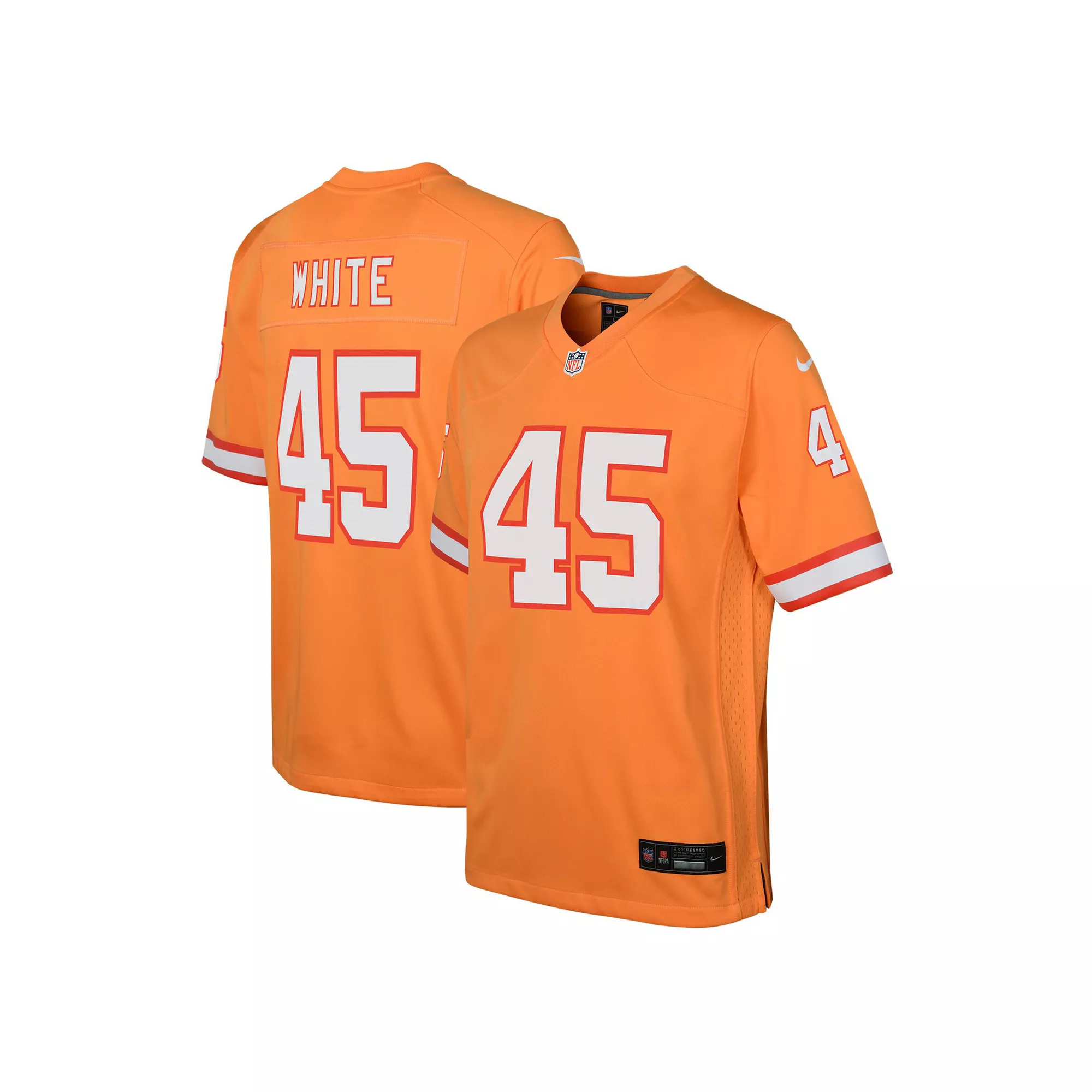 Youth Nike Devin White Orange Tampa Bay Buccaneers Throwback Game Jersey