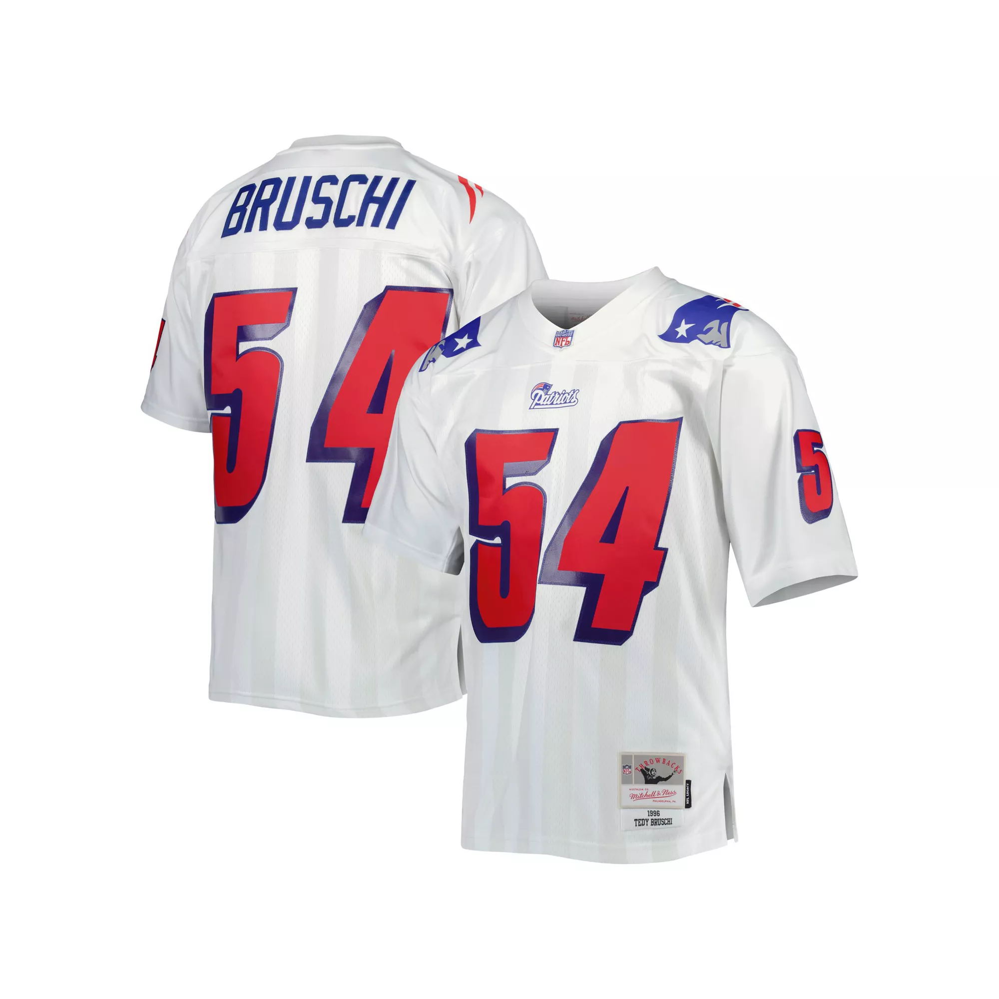 Men's Mitchell & Ness Tedy Bruschi White New England Patriots 1996 Legacy Replica Jersey