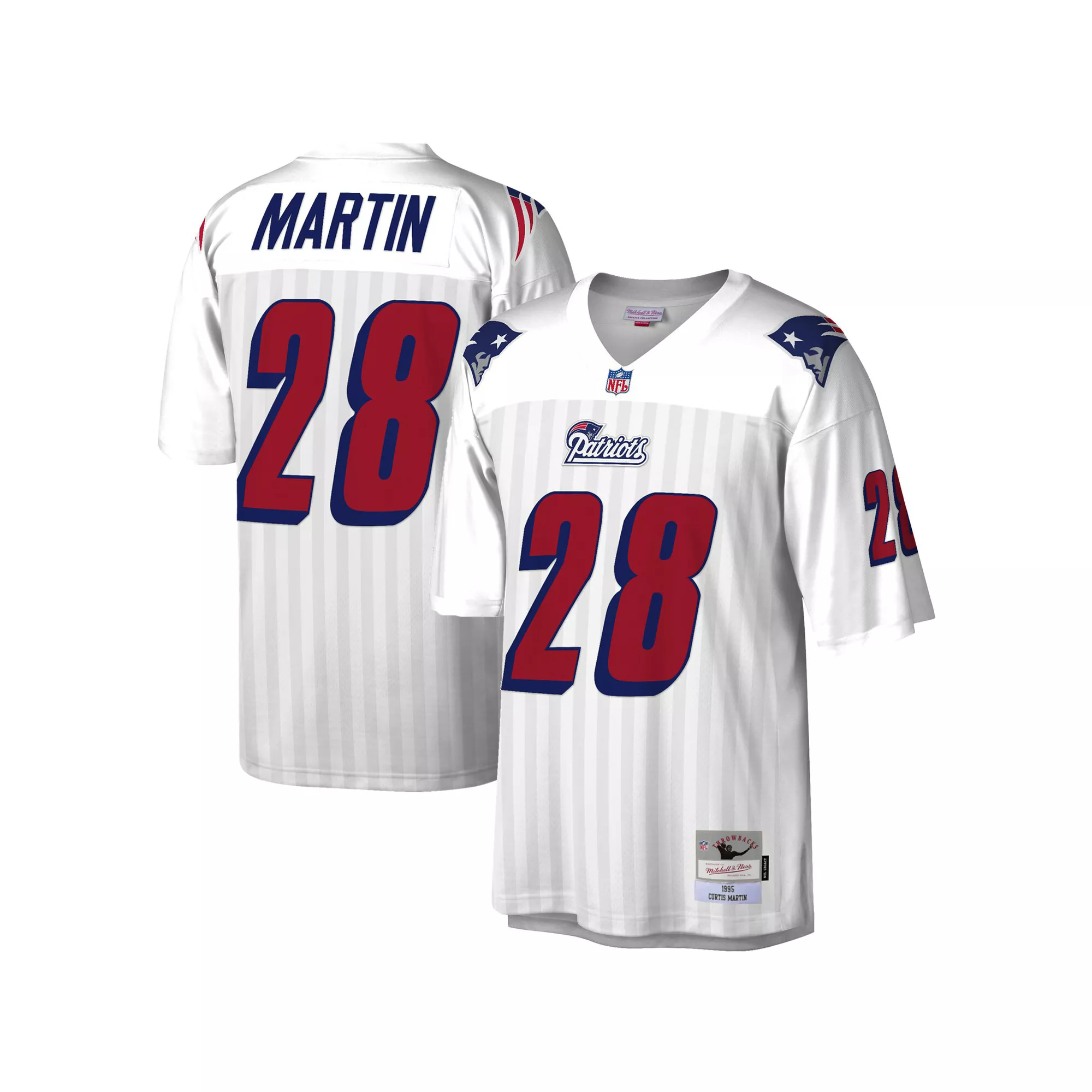 Men's Mitchell & Ness Curtis Martin White New England Patriots 1995 Legacy Replica Jersey