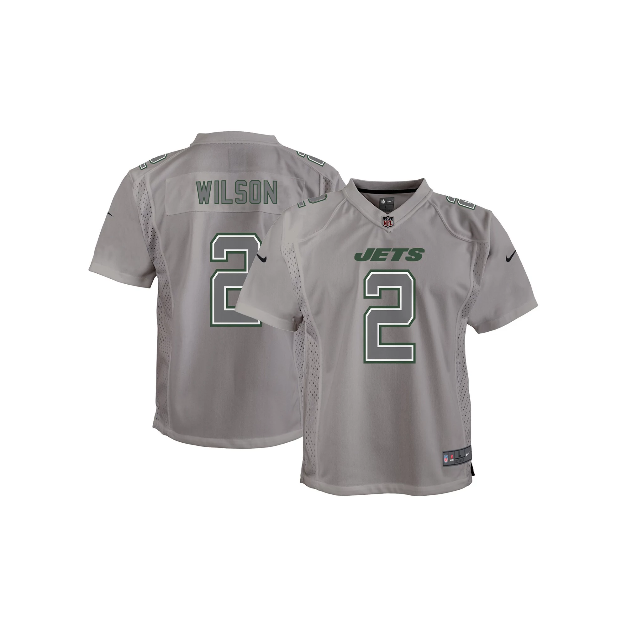 Youth Nike Zach Wilson Gray New York Jets Atmosphere Game Jersey