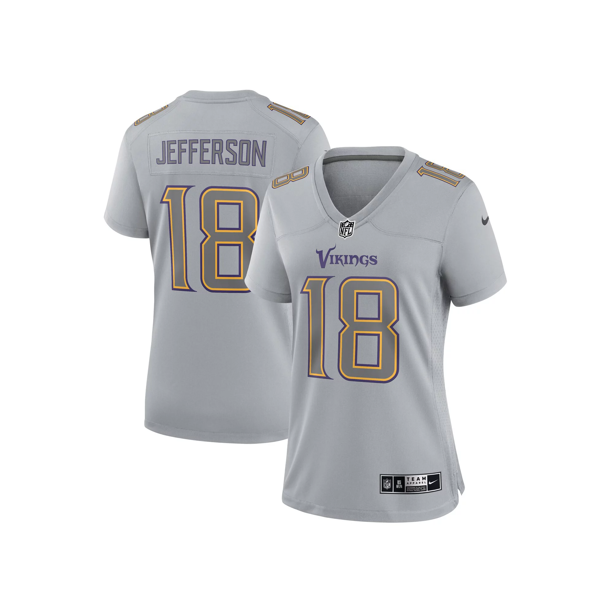 Women's Nike Justin Jefferson Gray Minnesota Vikings Atmosphere Fashion Game Jersey