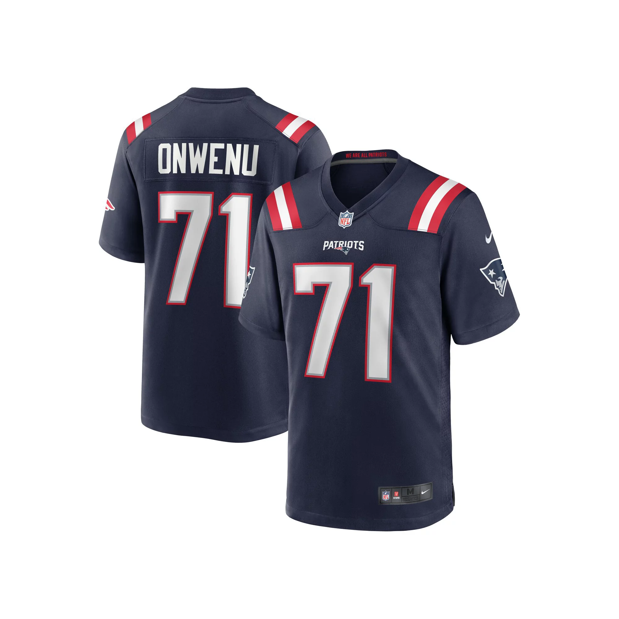 Men's Nike Mike Onwenu Navy New England Patriots Team Game Jersey