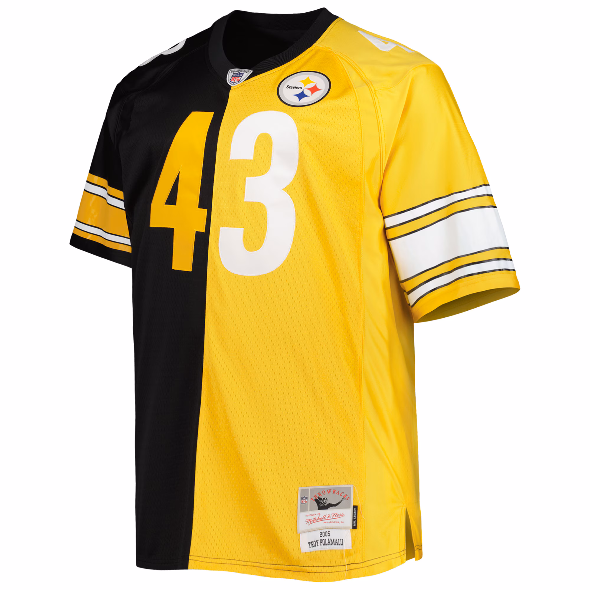 Troy Polamalu Pittsburgh Steelers Mitchell & Ness Big & Tall Split Legacy Retired Player Replica Jersey - Black/Gold