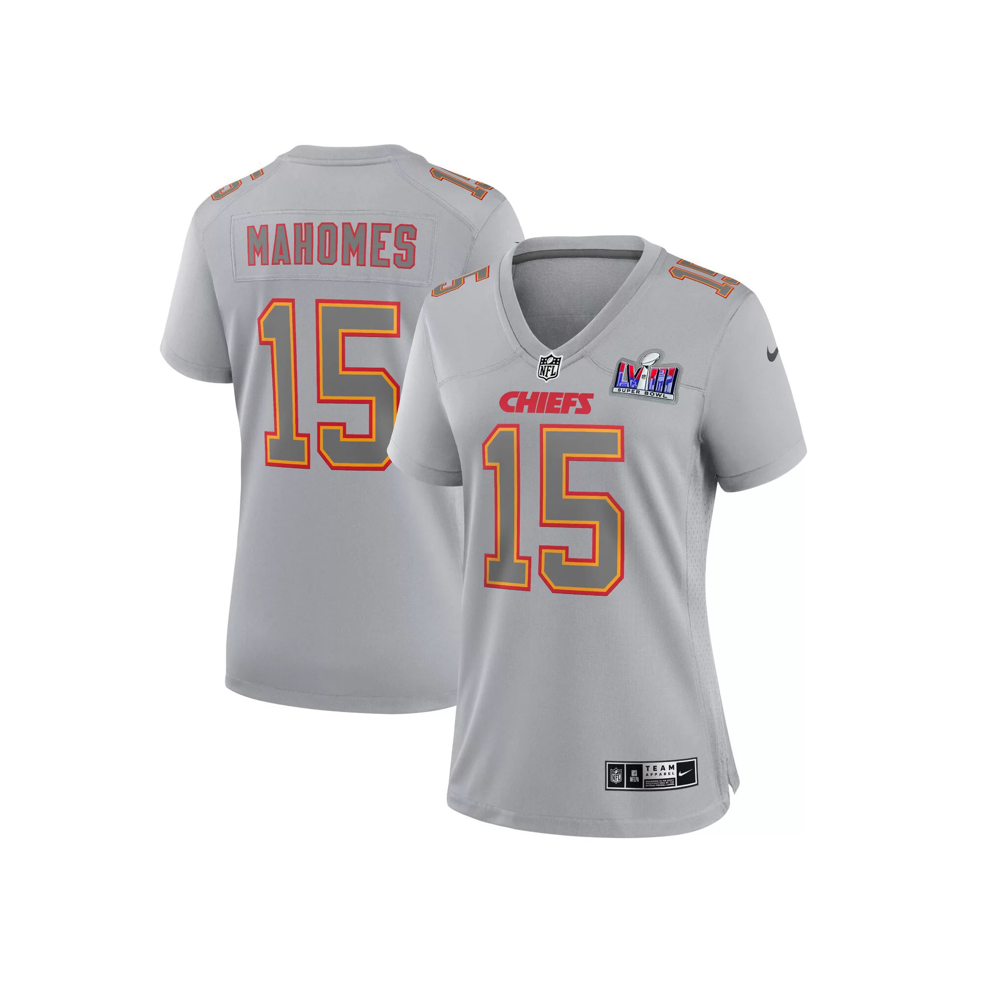 Women's Nike Patrick Mahomes Gray Kansas City Chiefs Super Bowl LVIII Atmosphere Fashion Game Jersey