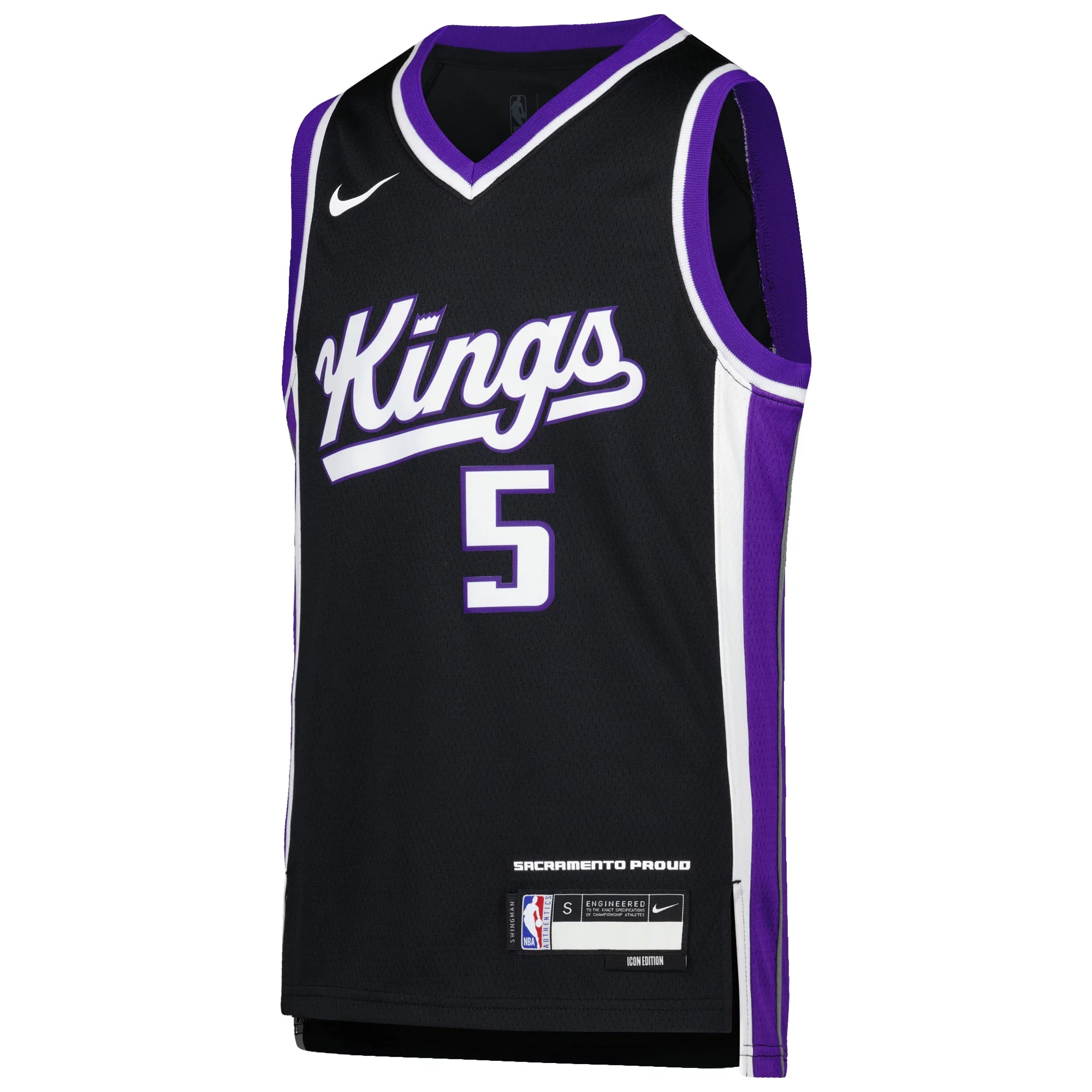 Youth Nike De'Aaron Fox Purple Sacramento Kings Swingman Jersey - Icon Edition