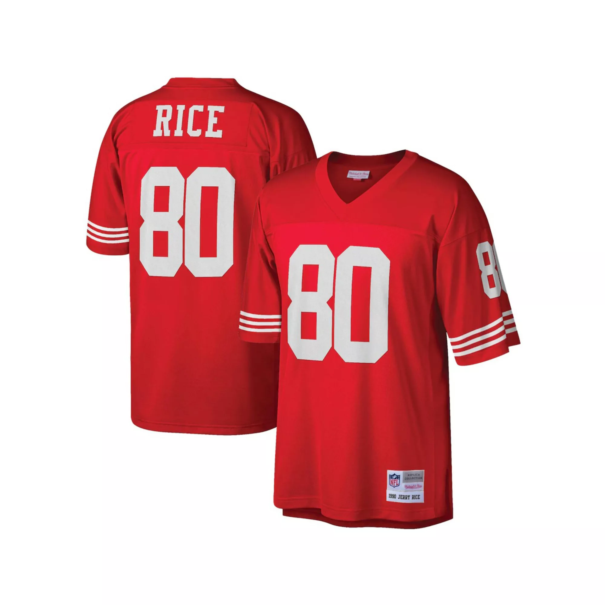 Men's Mitchell & Ness Jerry Rice Scarlet San Francisco 49ers Big & Tall 1990 Retired Player Replica Jersey
