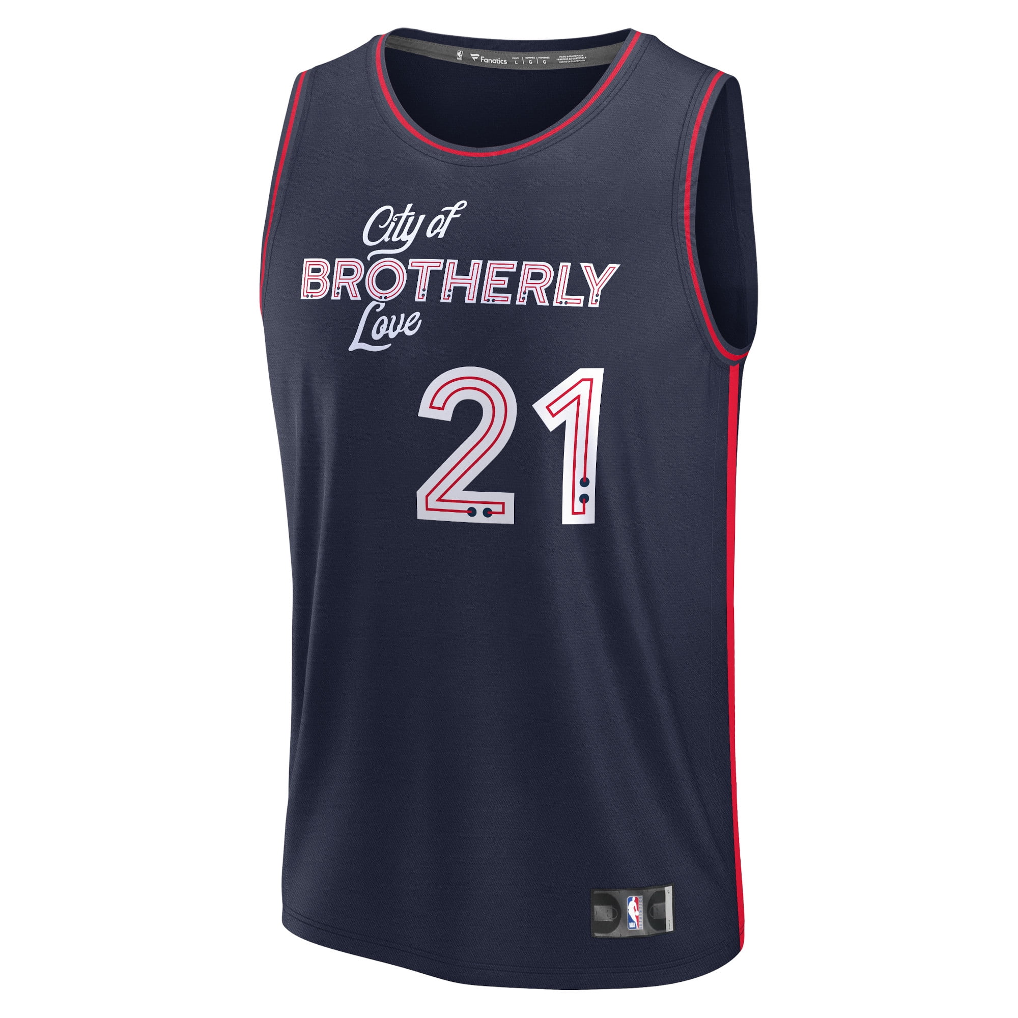 Men's Fanatics Joel Embiid Navy Philadelphia 76ers Fast Break Jersey - City Edition