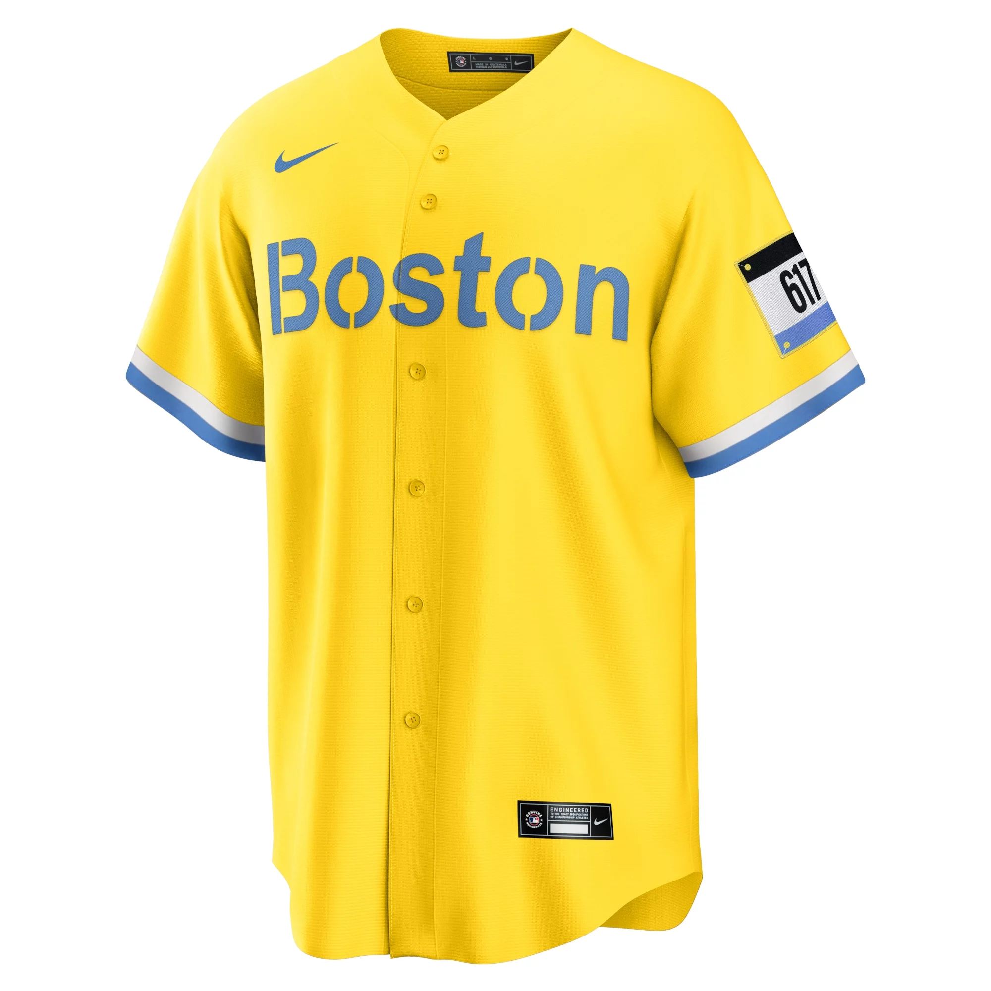Men's Nike Rafael Devers Gold/Light Blue Boston Red Sox City Connect Replica Player Jersey