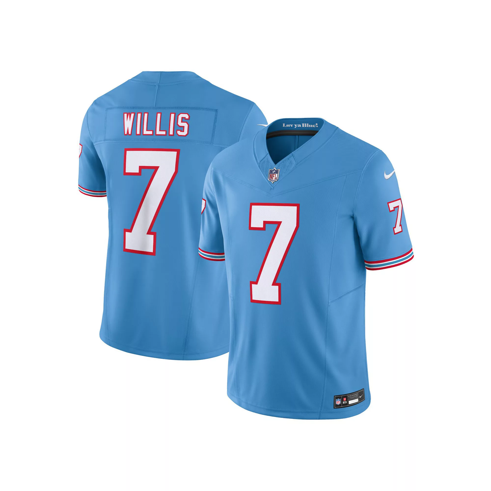 Men's Nike Malik Willis Light Blue Tennessee Titans Oilers Throwback Vapor F.U.S.E. Limited Jersey