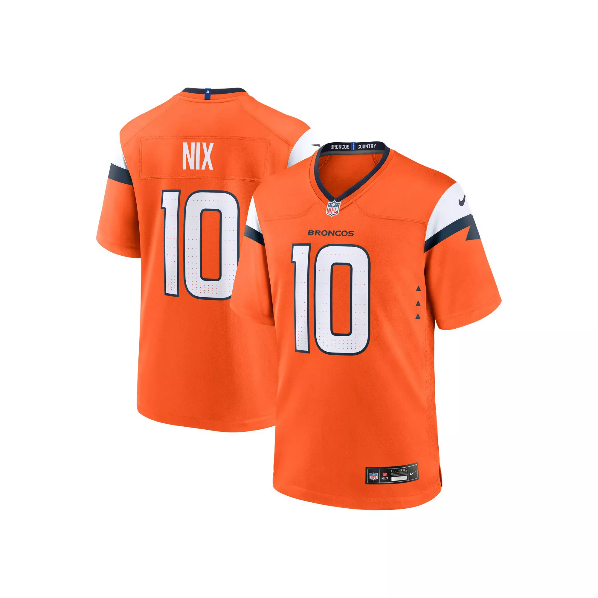 Men's Nike Bo Nix Orange Denver Broncos 2024 NFL Draft First Round Pick Player Game Jersey