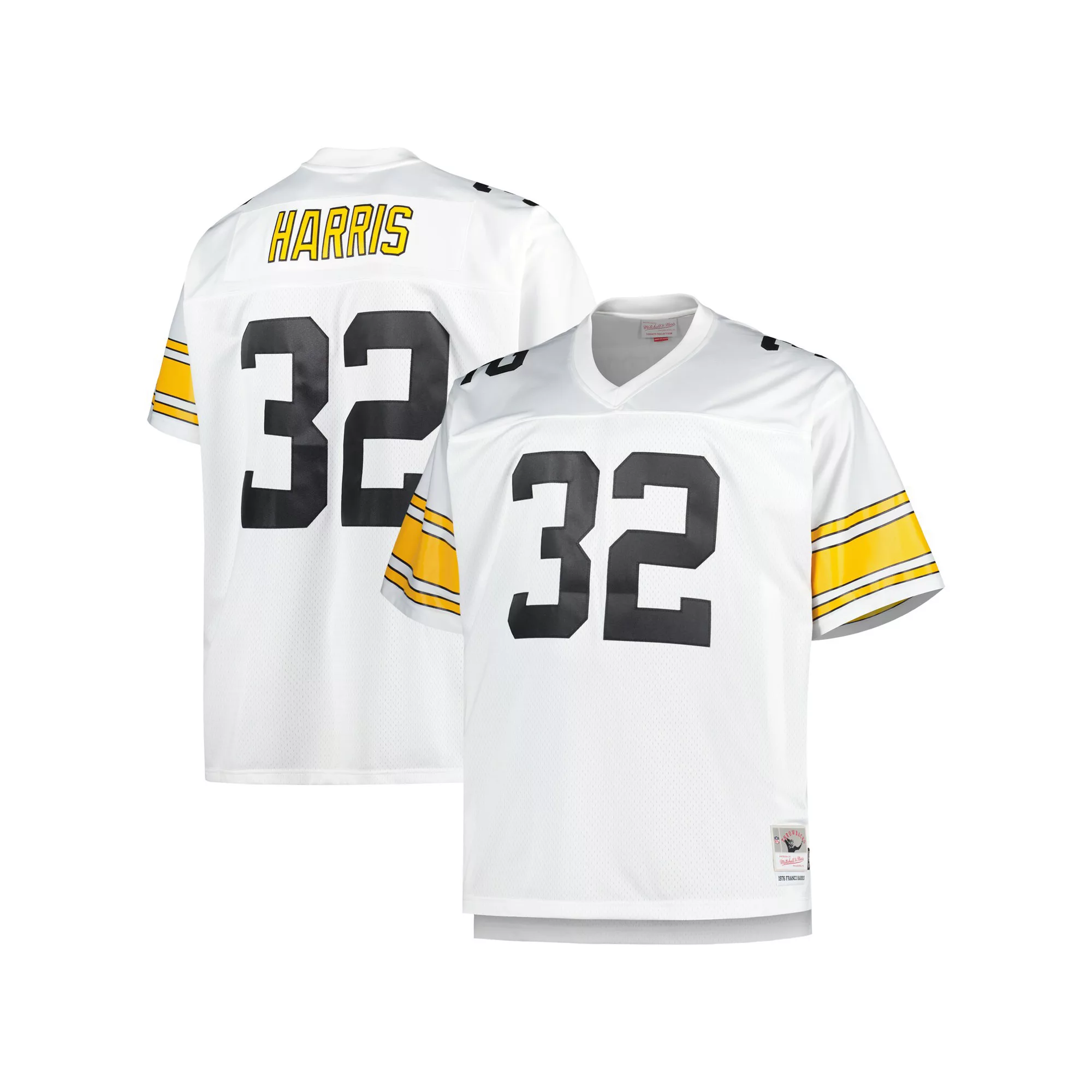 Men's Mitchell & Ness Franco Harris White Pittsburgh Steelers Big & Tall 1976 Retired Player Replica Jersey