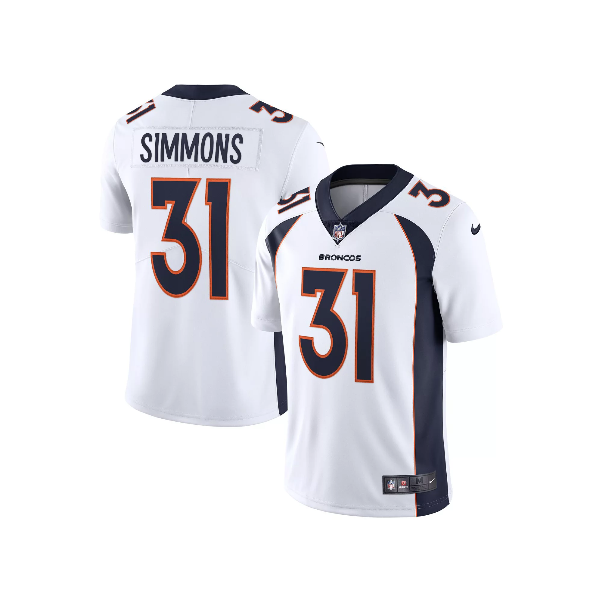 Men's Nike Justin Simmons White Denver Broncos Vapor Limited Jersey