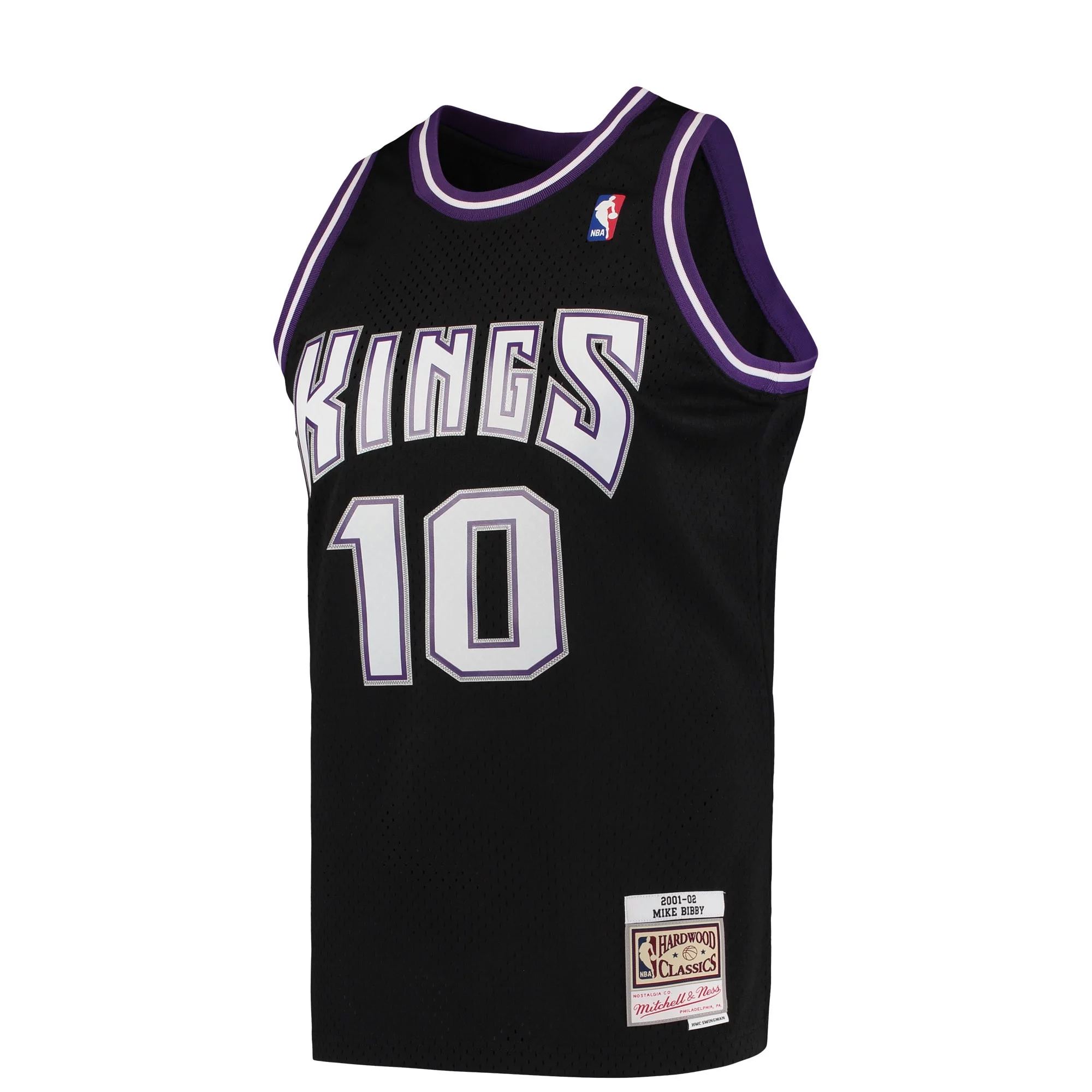 Men's Mitchell & Ness Mike Bibby Black Sacramento Kings Hardwood Classics 2001-02 Swingman Jersey