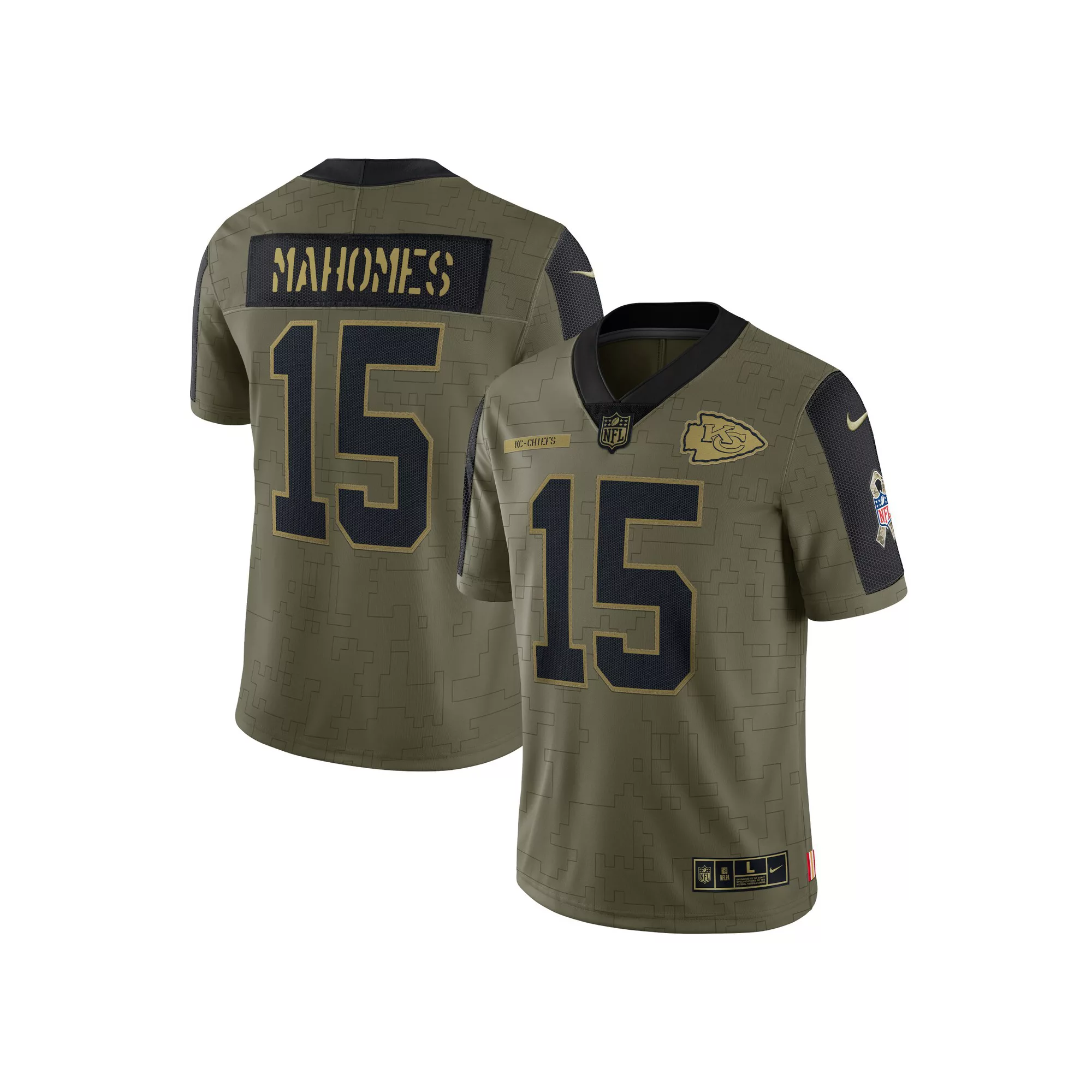 Men's Nike Patrick Mahomes Olive Kansas City Chiefs 2021 Salute To Service Limited Player Jersey
