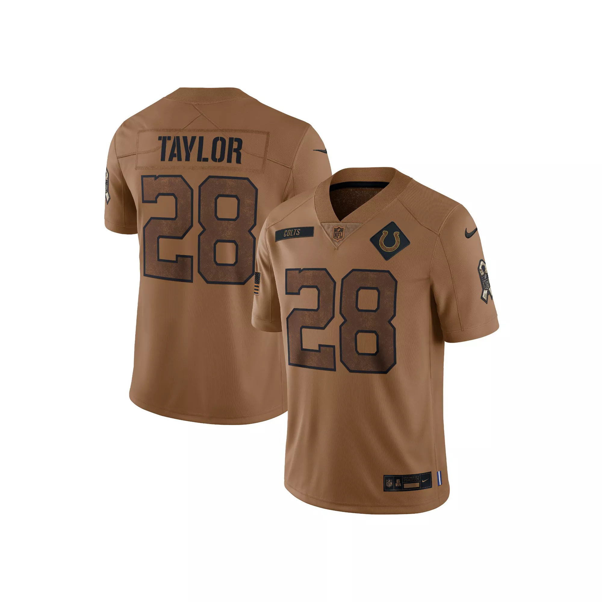 Men's Nike Jonathan Taylor Brown Indianapolis Colts 2023 Salute To Service Limited Jersey