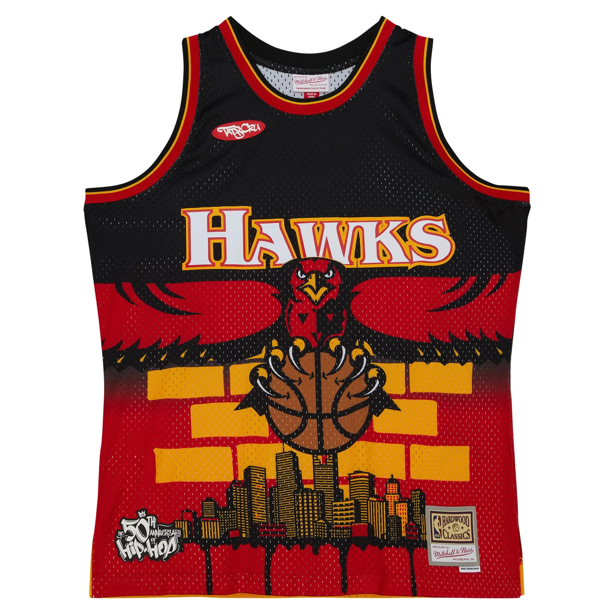 Men's Mitchell & Ness x Tats Cru Black Atlanta Hawks Hardwood Classics Fashion Jersey