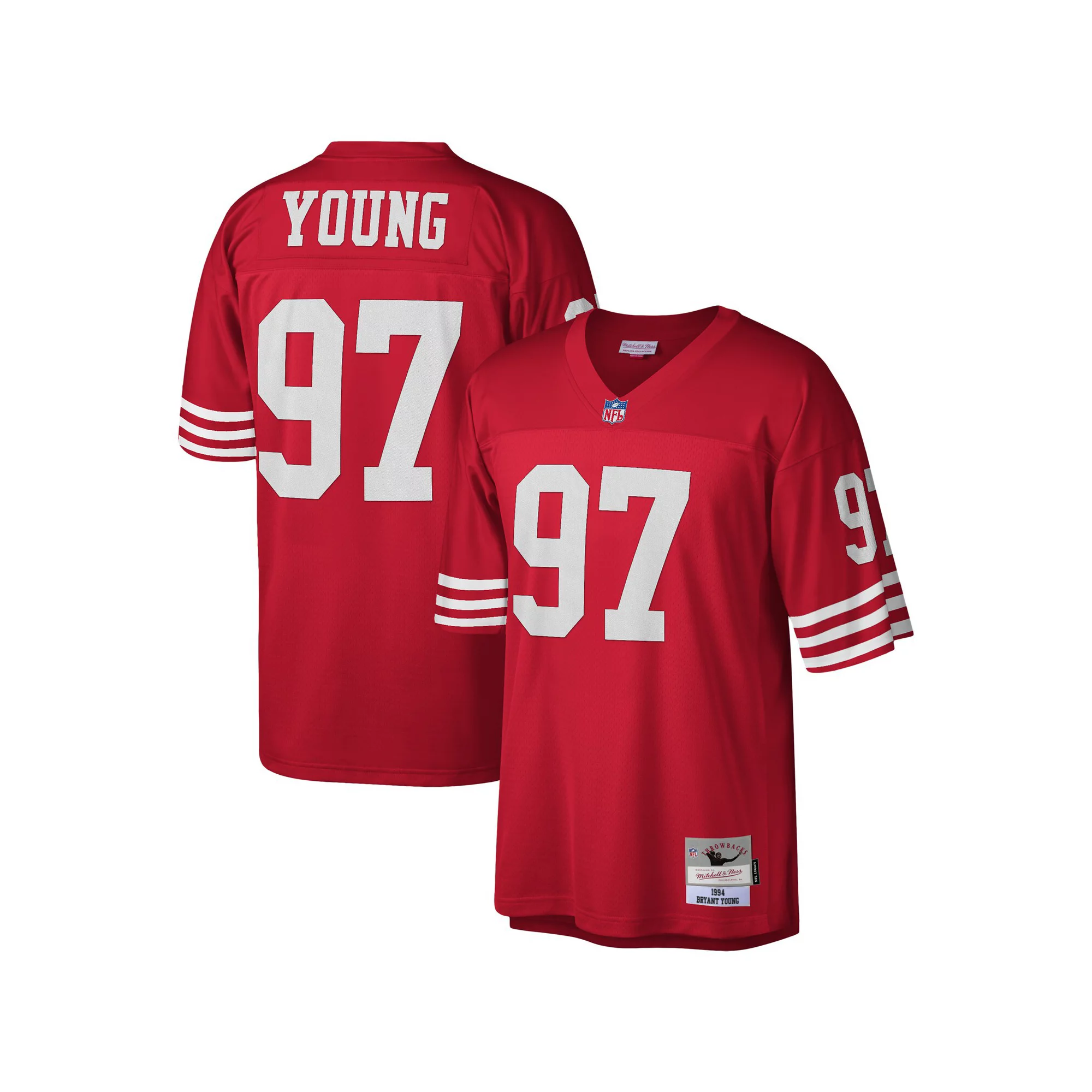 Men's Mitchell & Ness Bryant Young Scarlet San Francisco 49ers 1994 Legacy Replica Jersey