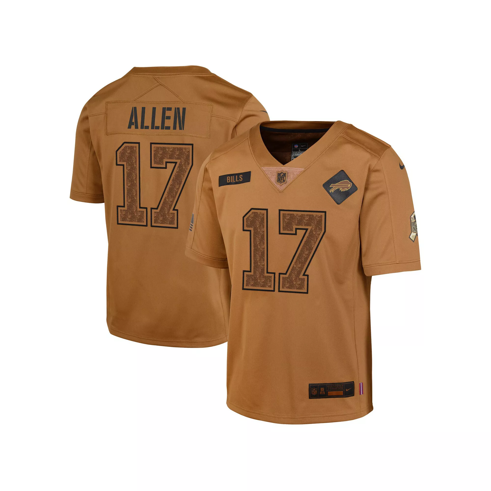 Youth Nike Josh Allen Brown Buffalo Bills 2023 Salute To Service Limited Jersey