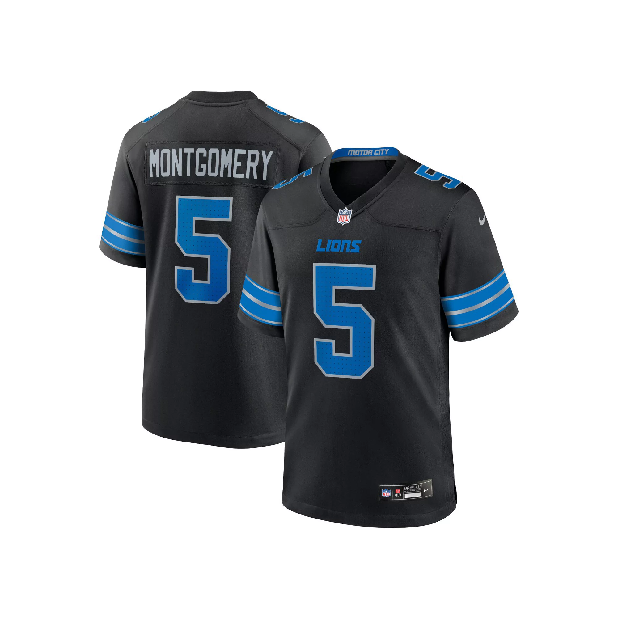 Men's Nike David Montgomery Black Detroit Lions 2nd Alternate Game Jersey